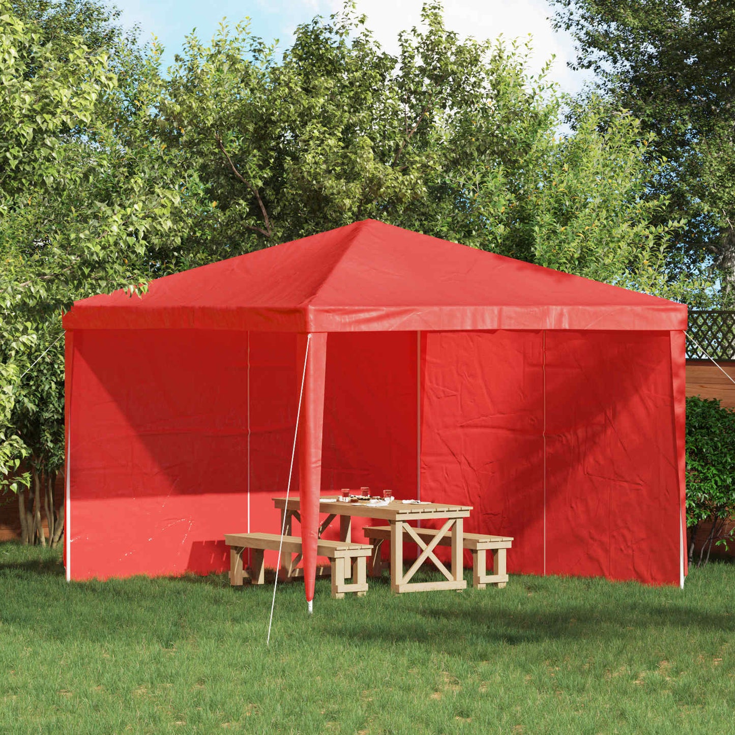 Festasidevæg 2 pcs Rød 300 x 195 cm PE og stål