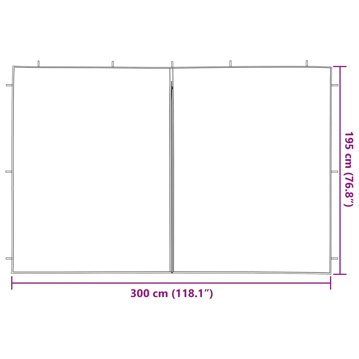 Festasidevæg 2 pcs Rød 300 x 195 cm PE og stål