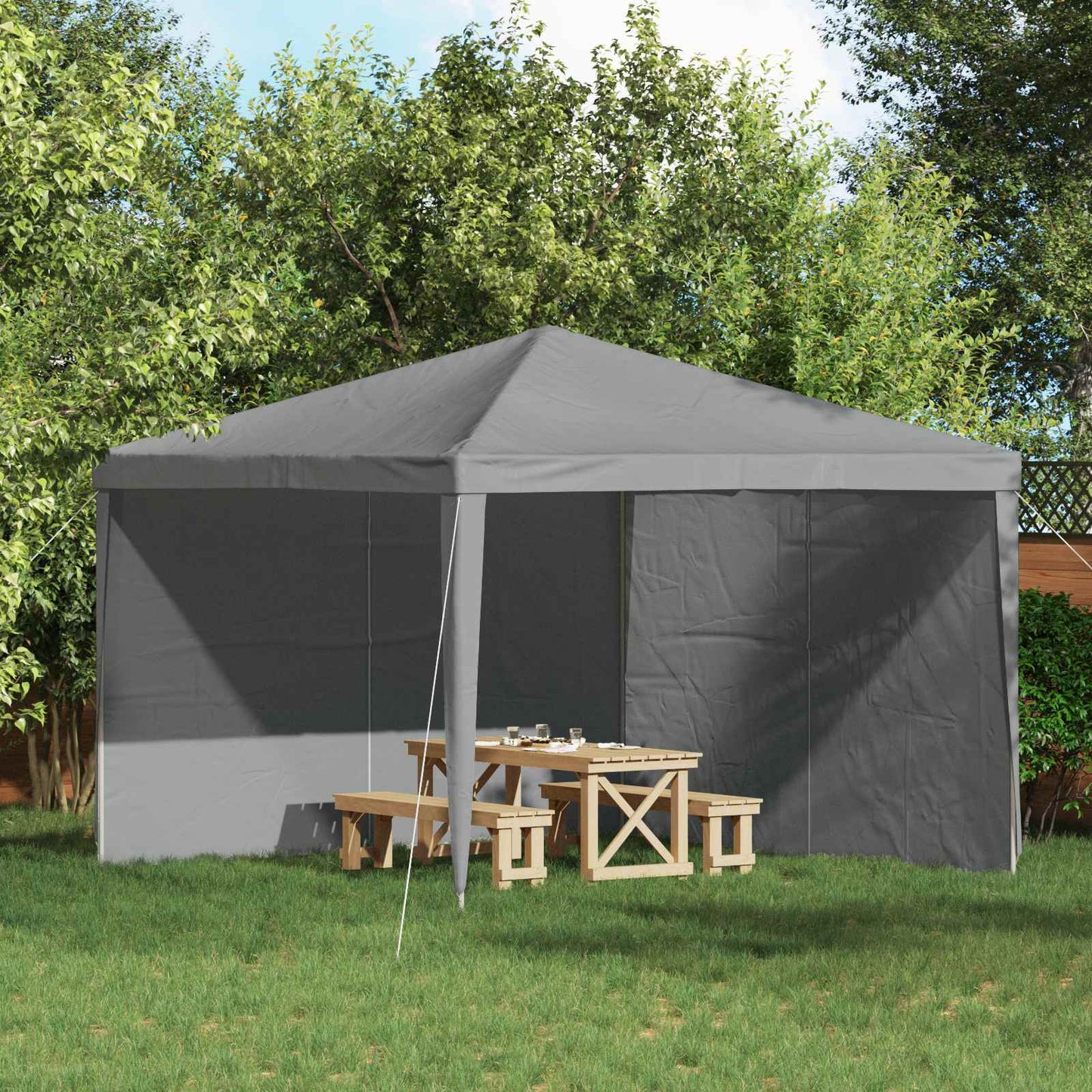 Festasidevæg 2 pcs Lysegrå 400 x 195 cm PE og stål