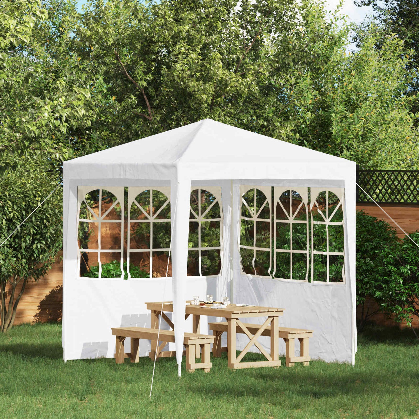 Festasidevæg 2 pcs 200 x 195 cm Hvid PE og stål