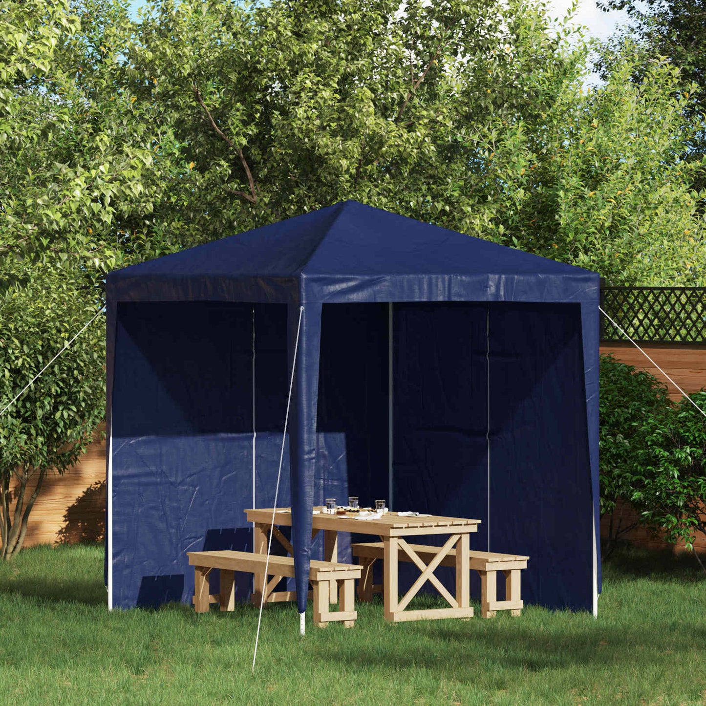 Festasidevæg 2 pcs Blå 200 x 195 cm PE og stål