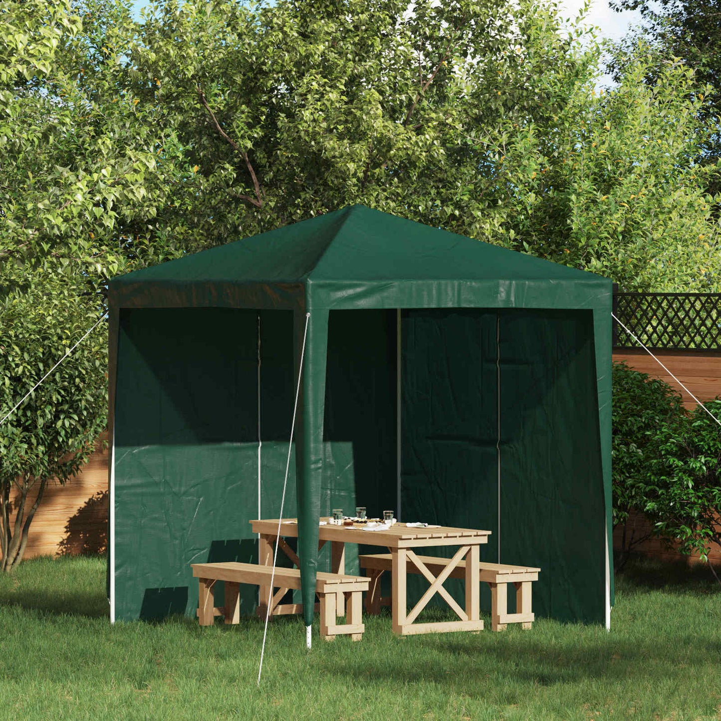 Festasidevæg 2 pcs Grøn 200 x 195 cm PE og stål