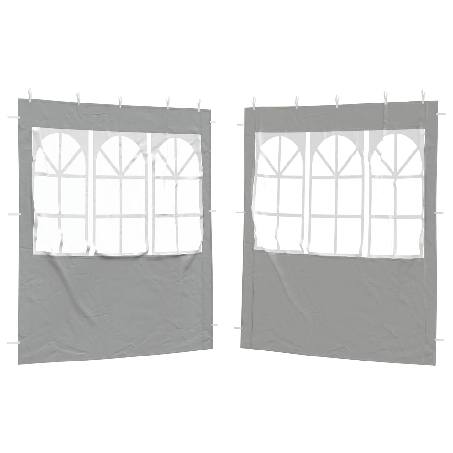 Festasidevæg 2 pcs 200 x 195 cm Lysegrå PE og stål