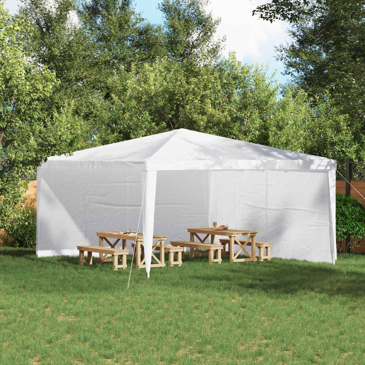 Festasidevæg 2 pcs Hvid 400 x 195 cm PE og stål