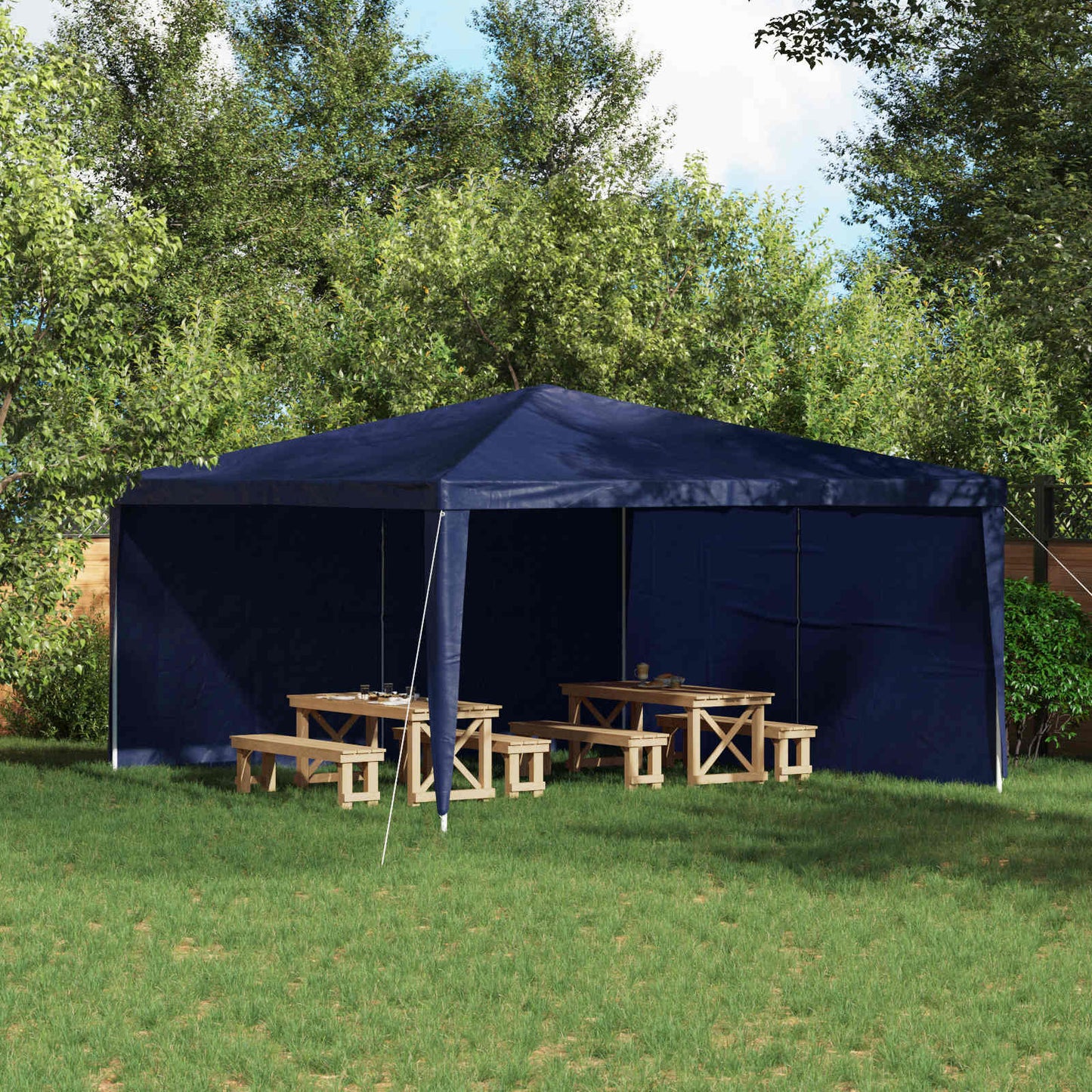 Festasidevæg 2 pcs Blå 400 x 195 cm PE og stål