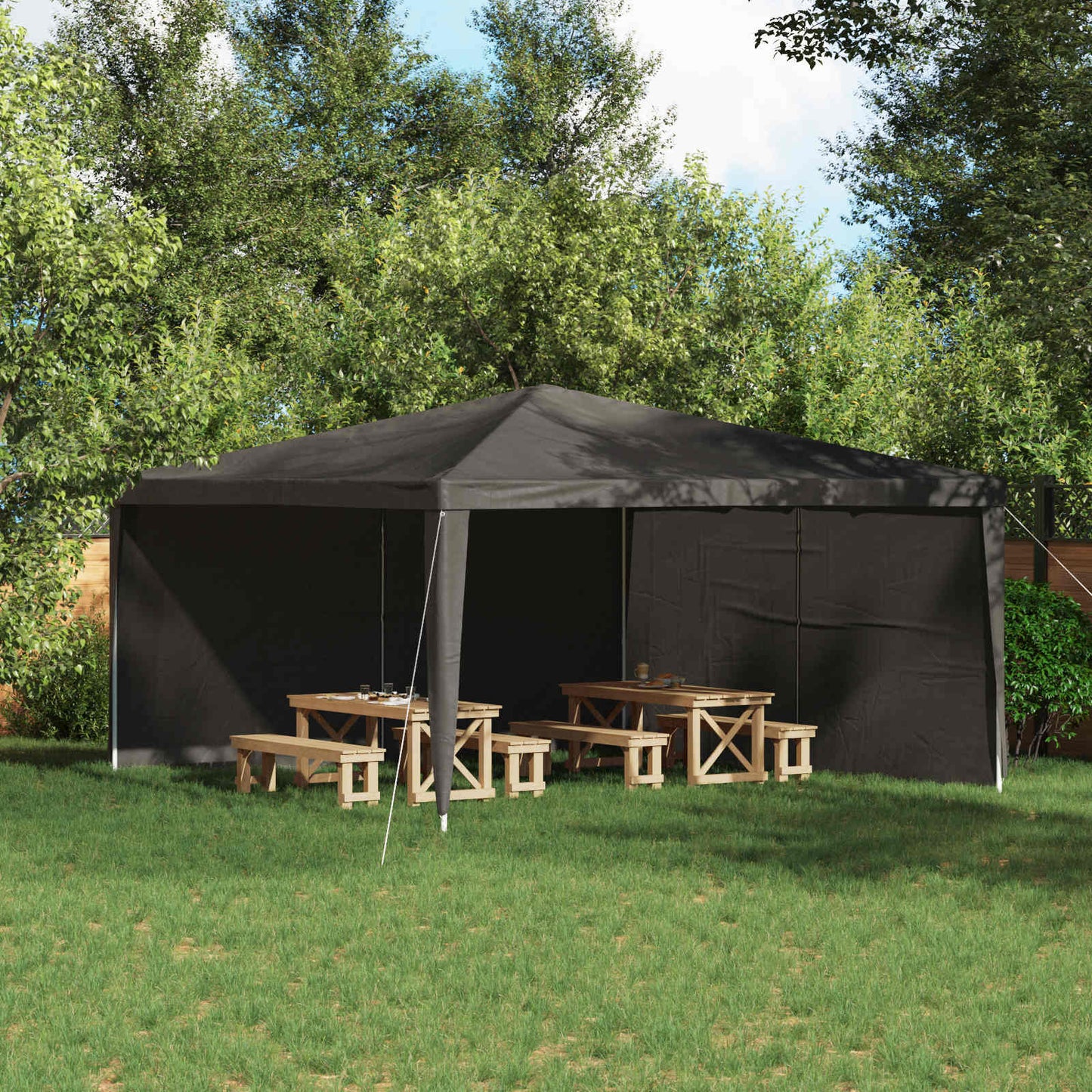 Festasidevæg 2 pcs Antracit 400 x 195 cm PE og stål