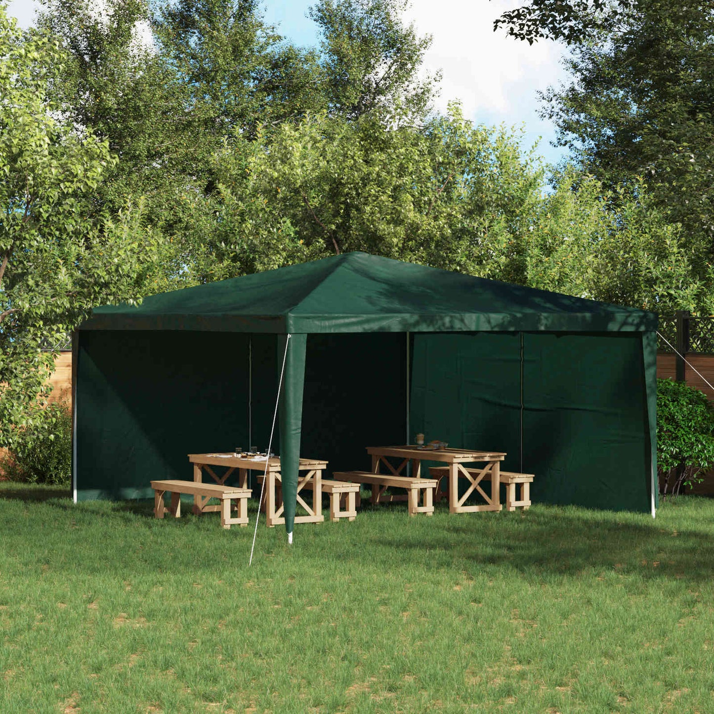 Festasidevæg 2 pcs Grøn 400 x 195 cm PE og stål