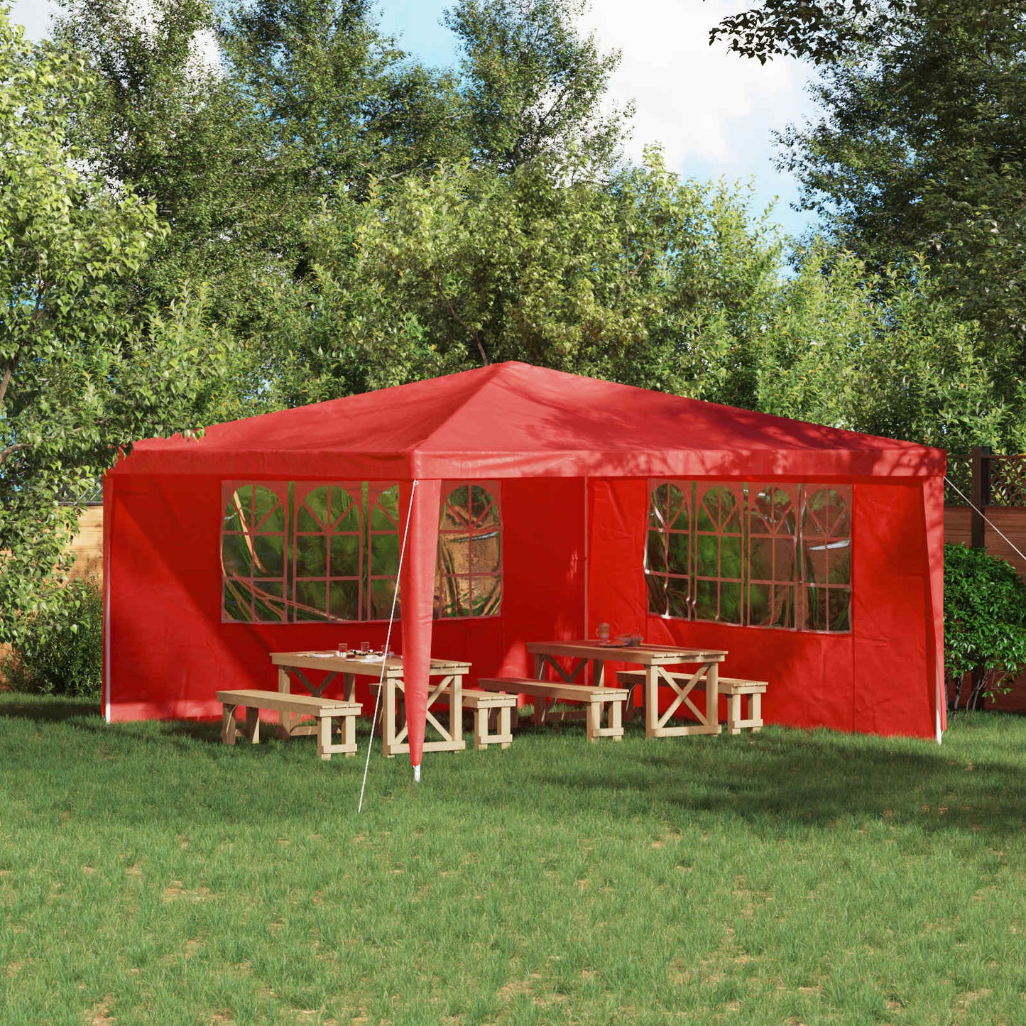 Festasidevæg 2 pcs 400 x 195 cm Rød PE og stål