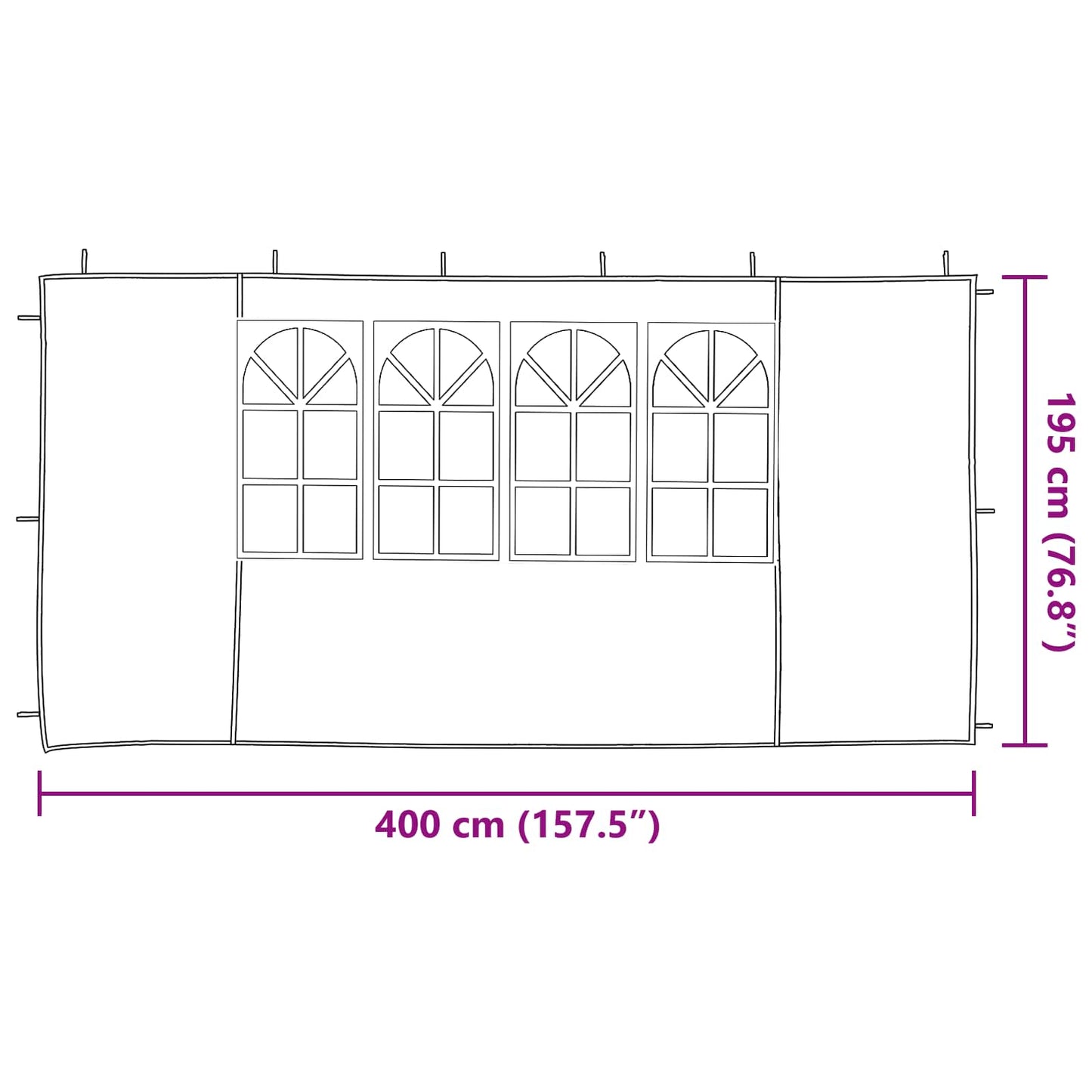 Festasidevæg 2 pcs 400 x 195 cm Rød PE og stål