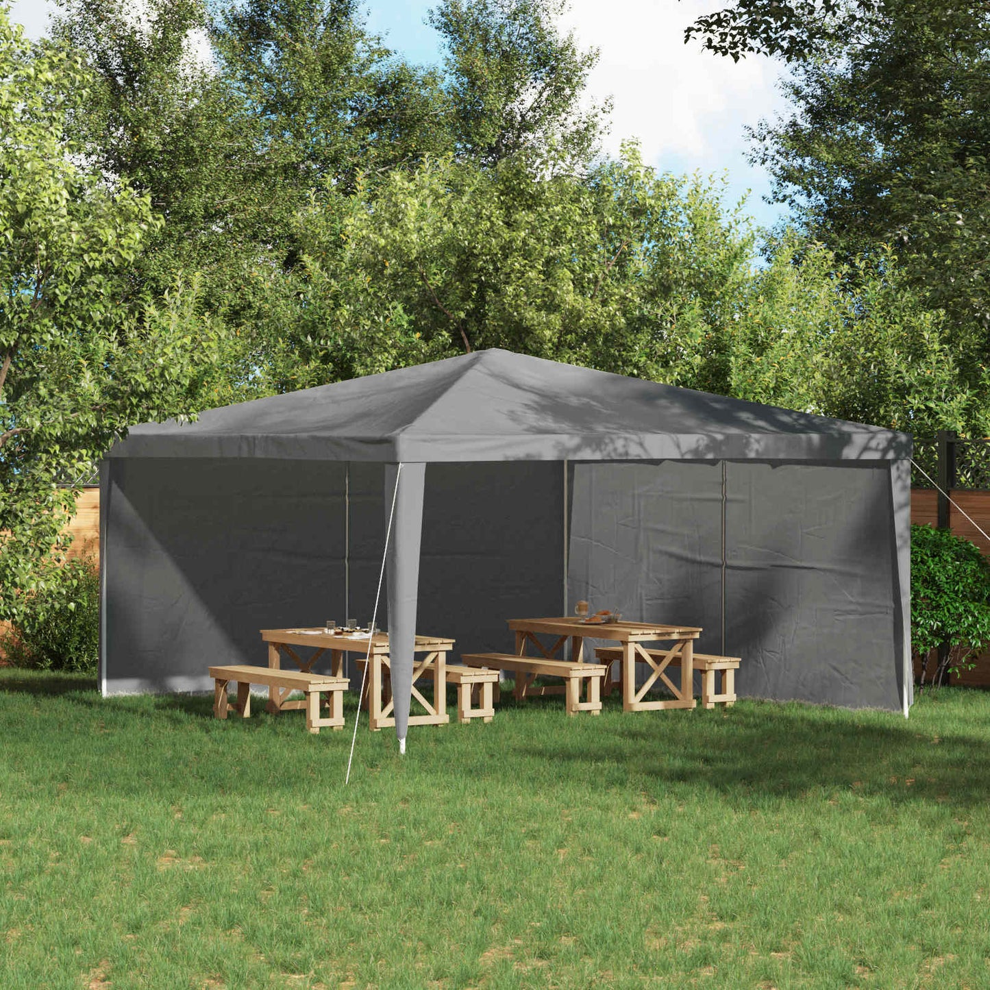 Festasidevæg 2 pcs Lysegrå 400 x 195 cm PE og stål