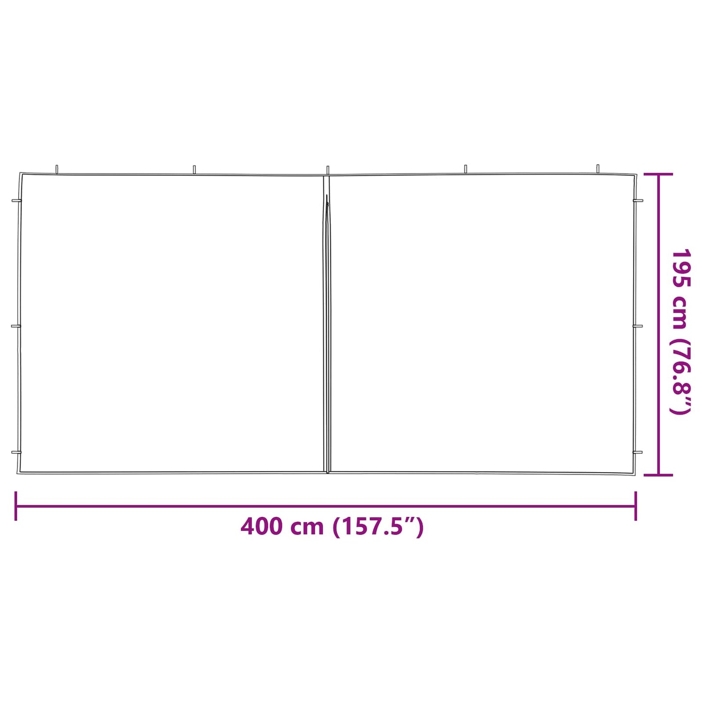 Festasidevæg 2 pcs Lysegrå 400 x 195 cm PE og stål