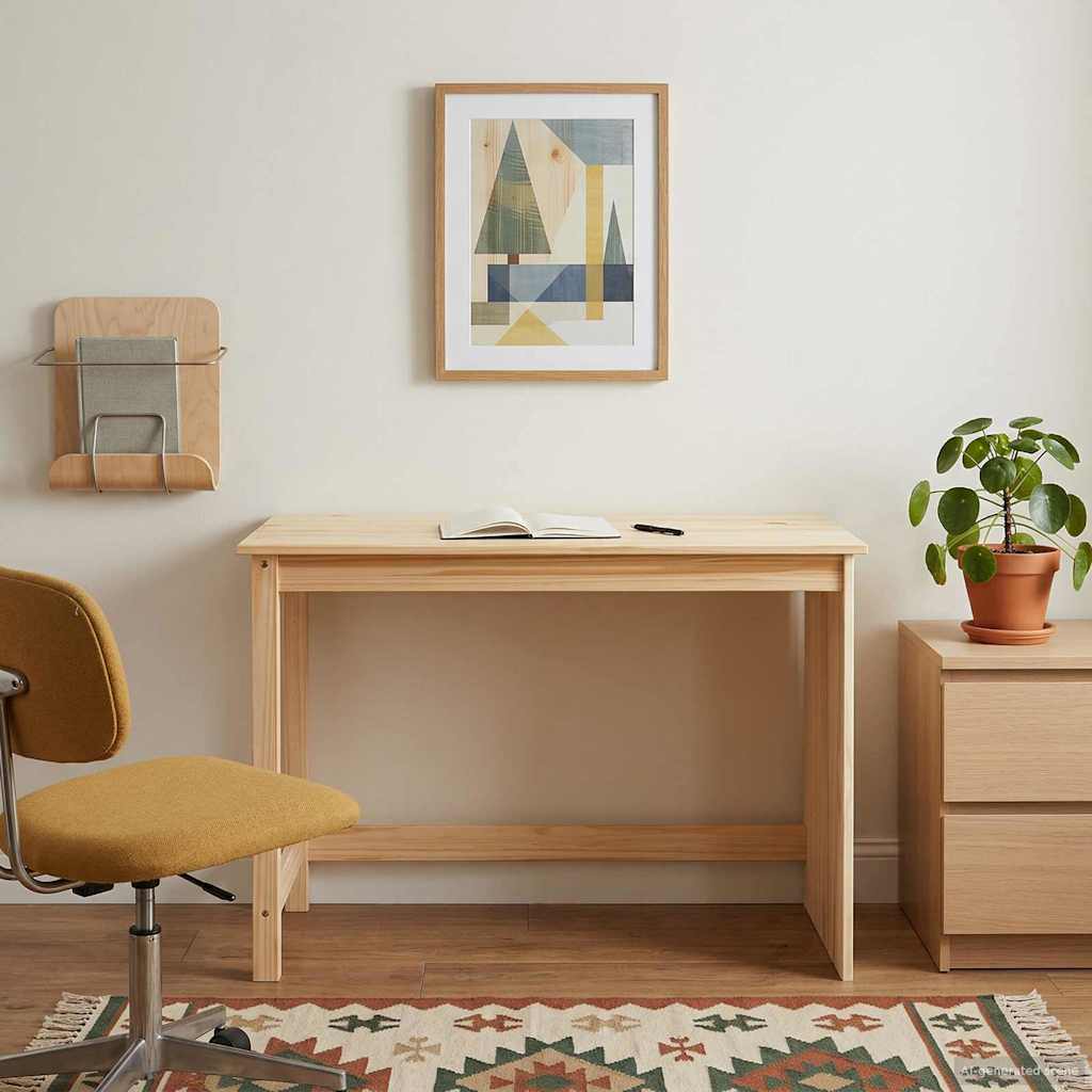 Skrivebord i massivt fyrretræ - brun, 112 × 50 × 75 cm
