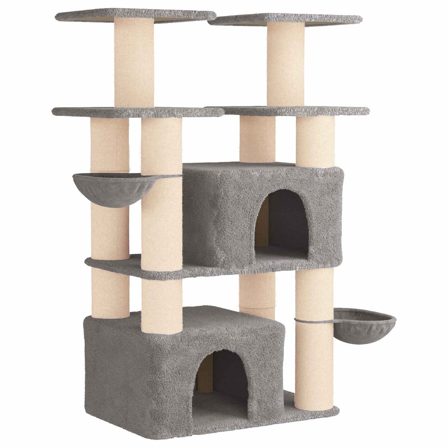 Kattetræ med sisal klatreposter 2 stk. Lysegrå 147 cm
