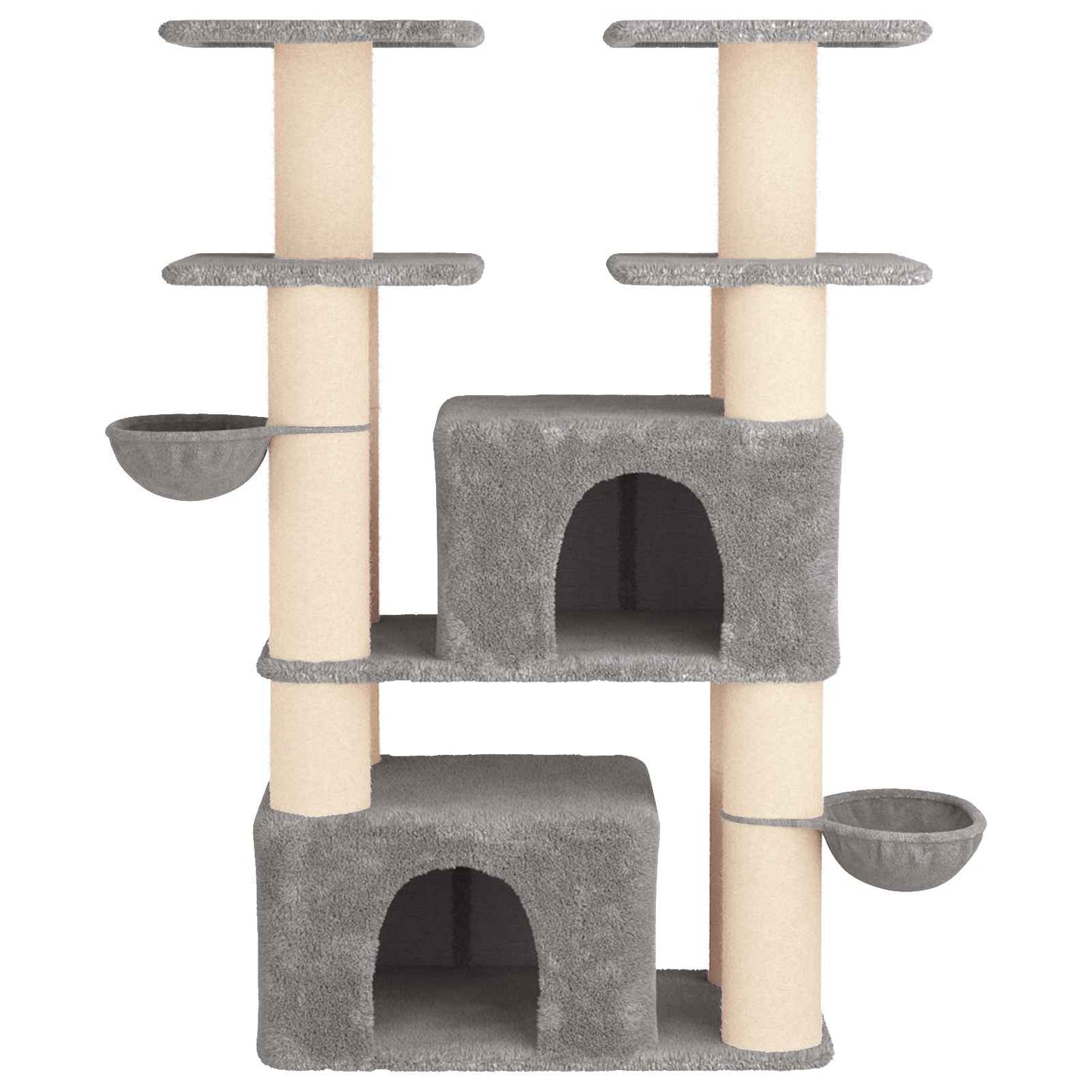 Kattetræ med sisal klatreposter 2 stk. Lysegrå 147 cm