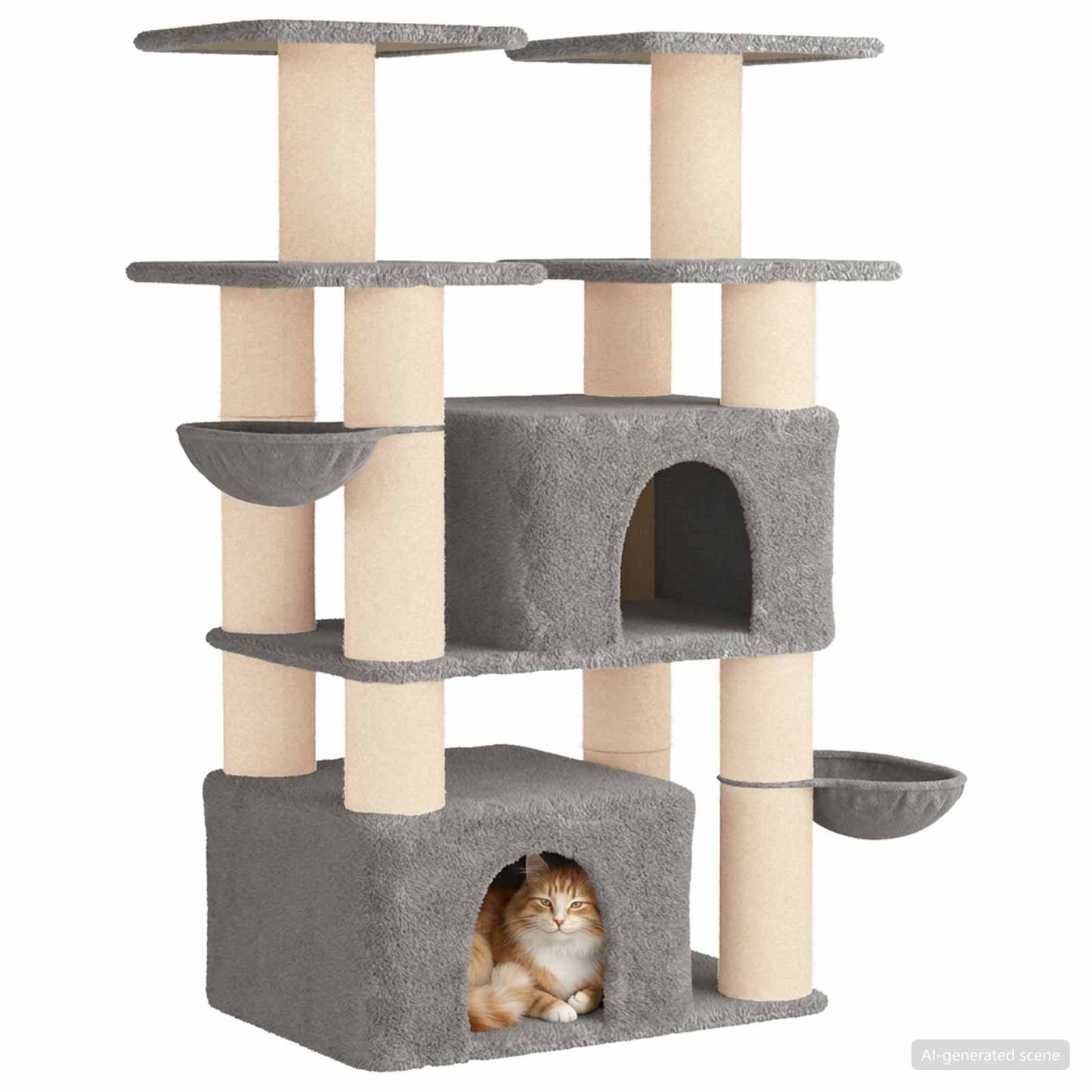 Kattetræ med sisal klatreposter 2 stk. Lysegrå 147 cm