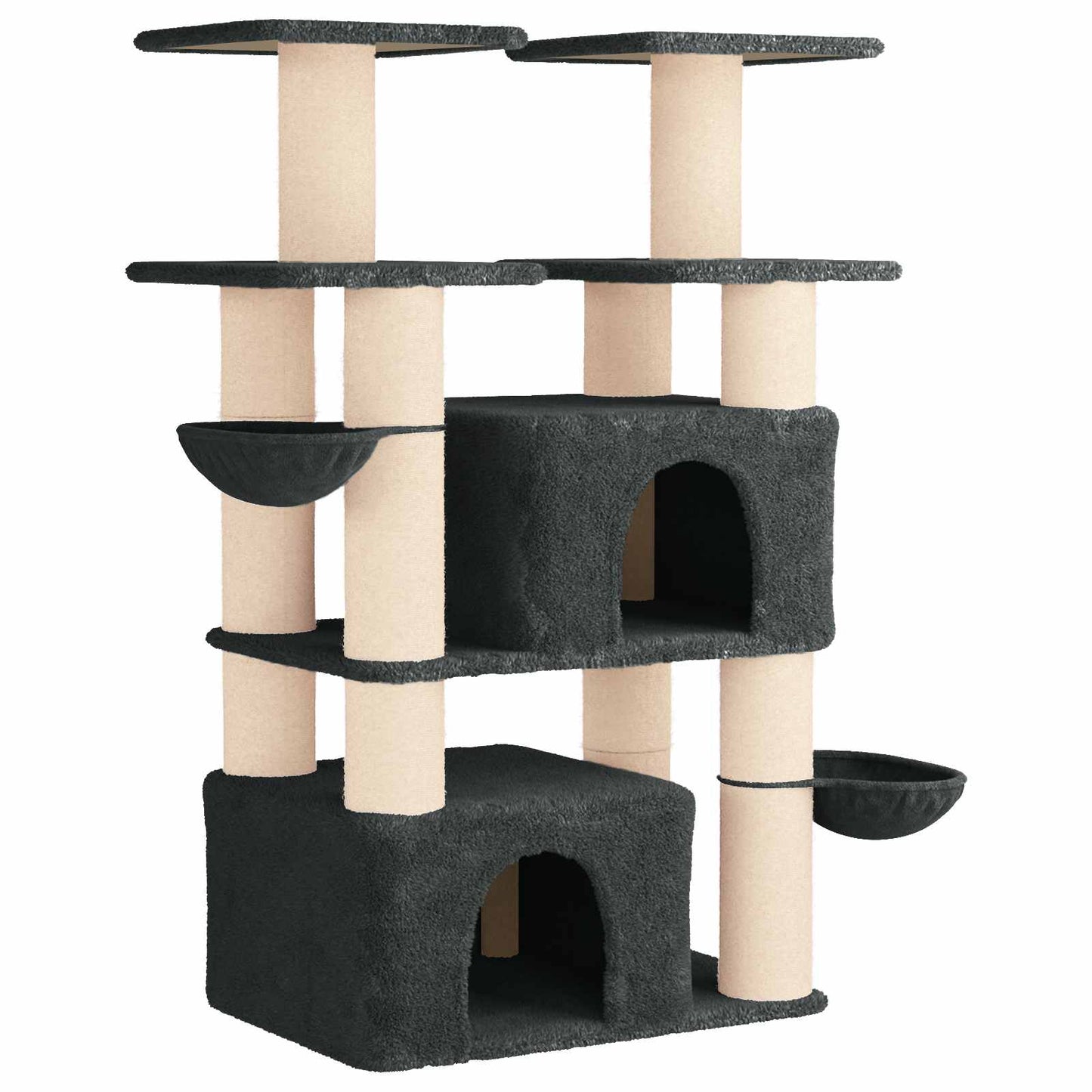 Kattetræ med sisal klatreposter 2 stk. Mørkegrå 147 cm