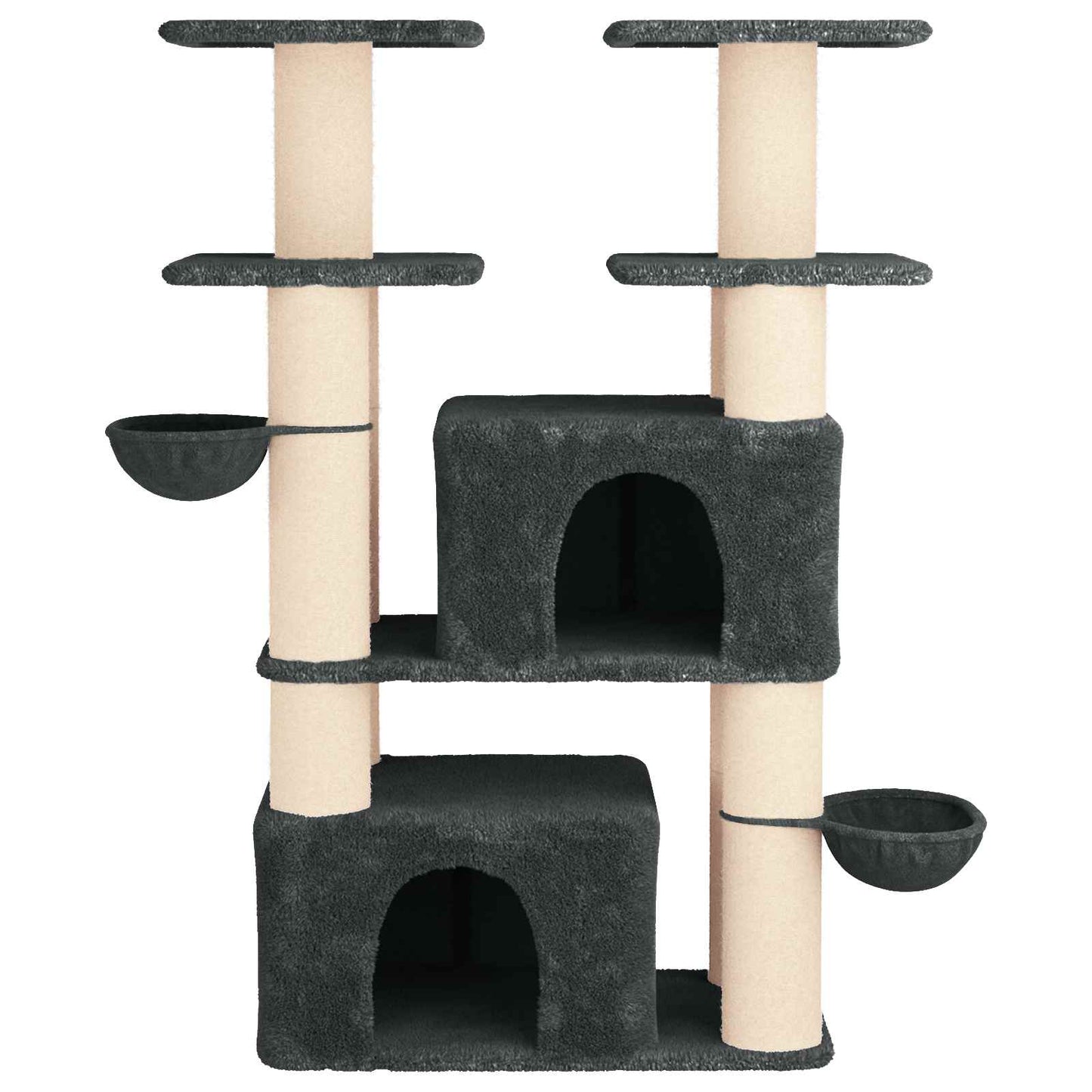 Kattetræ med sisal klatreposter 2 stk. Mørkegrå 147 cm