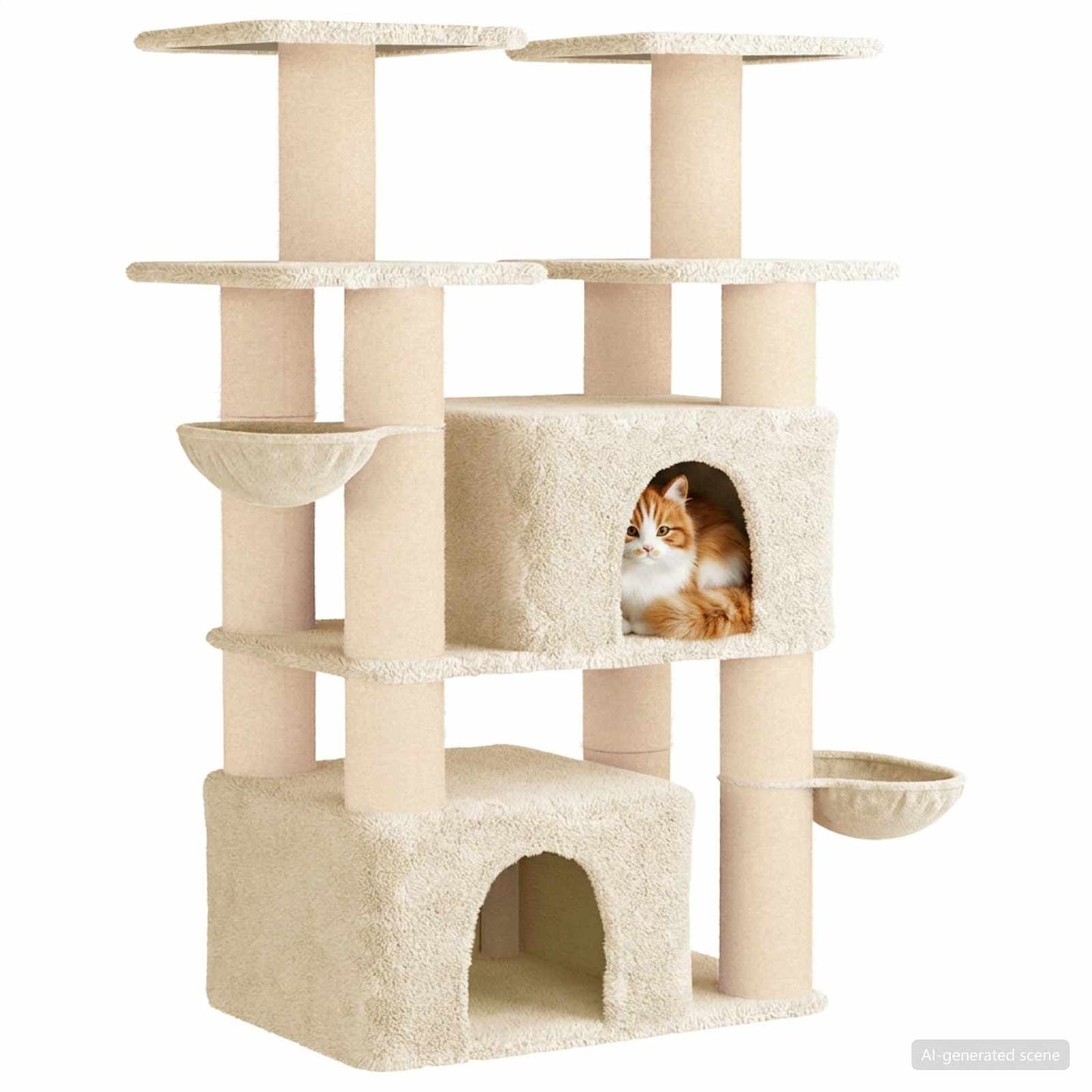 Kattetræ med sisal klatreposter 2 stk. Cremefarvet 147 cm