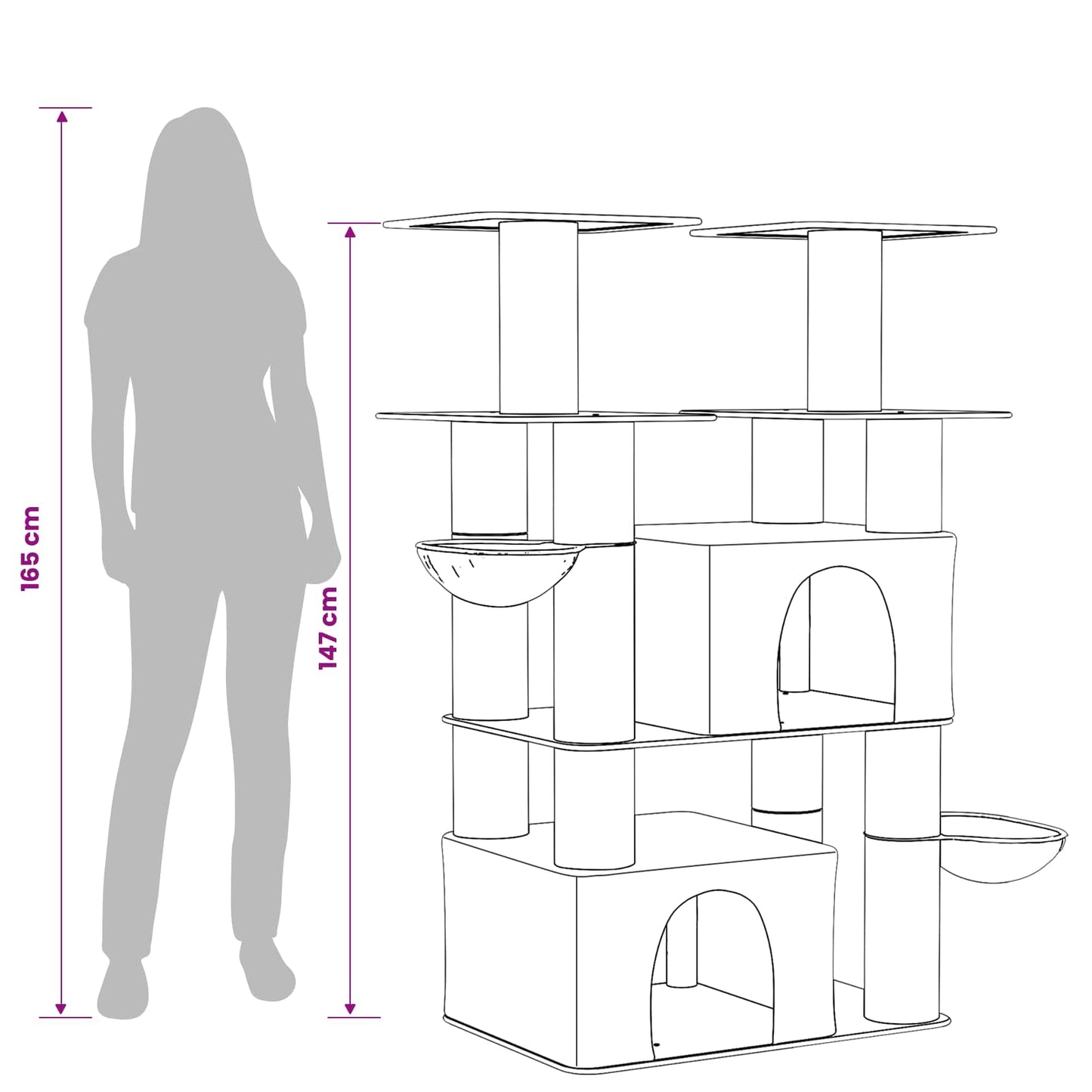 Kattetræ med sisal klatreposter 2 stk. Cremefarvet 147 cm