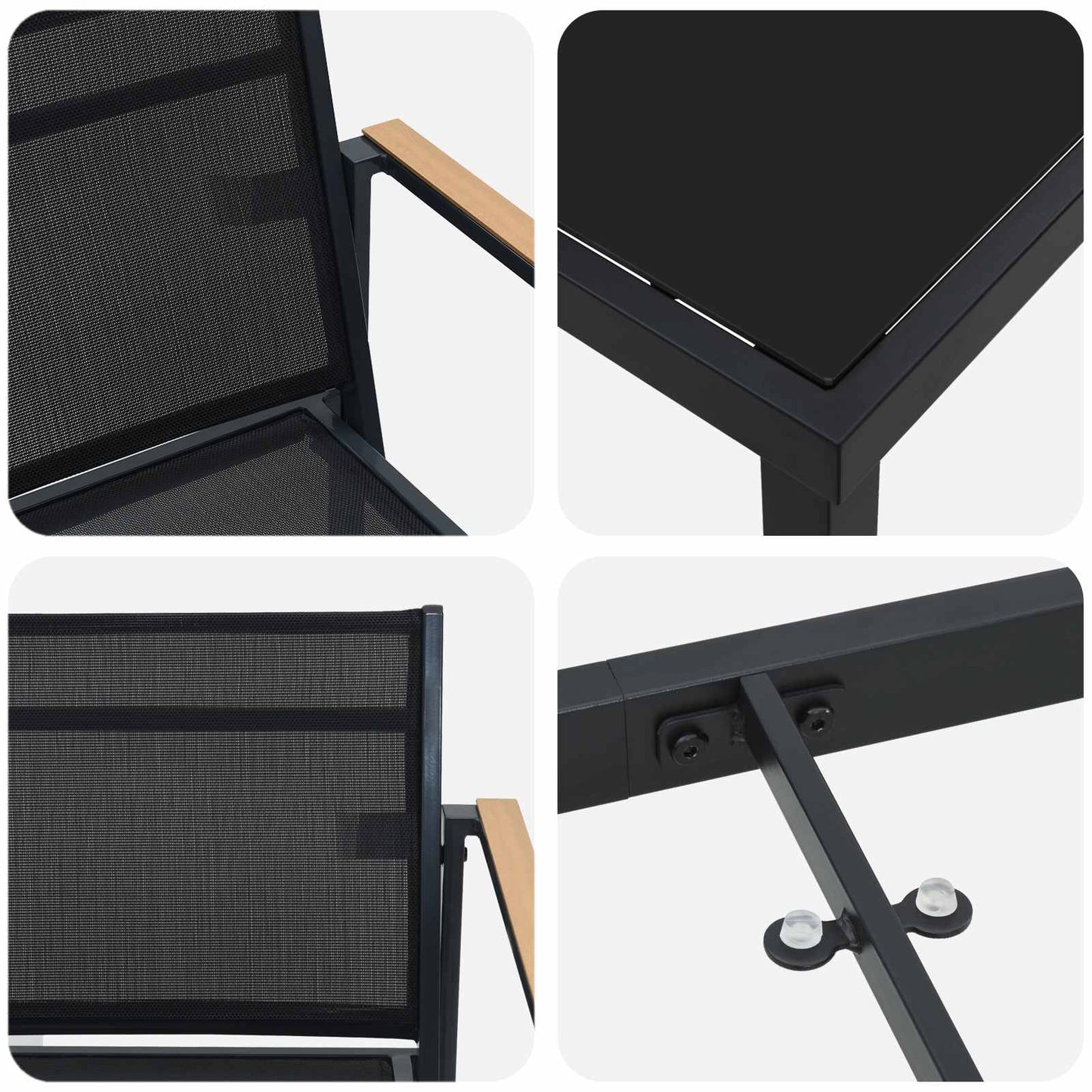 Have møbel sæt 5 pcs Sort og Anthracit 80 x 80 x 73 cm