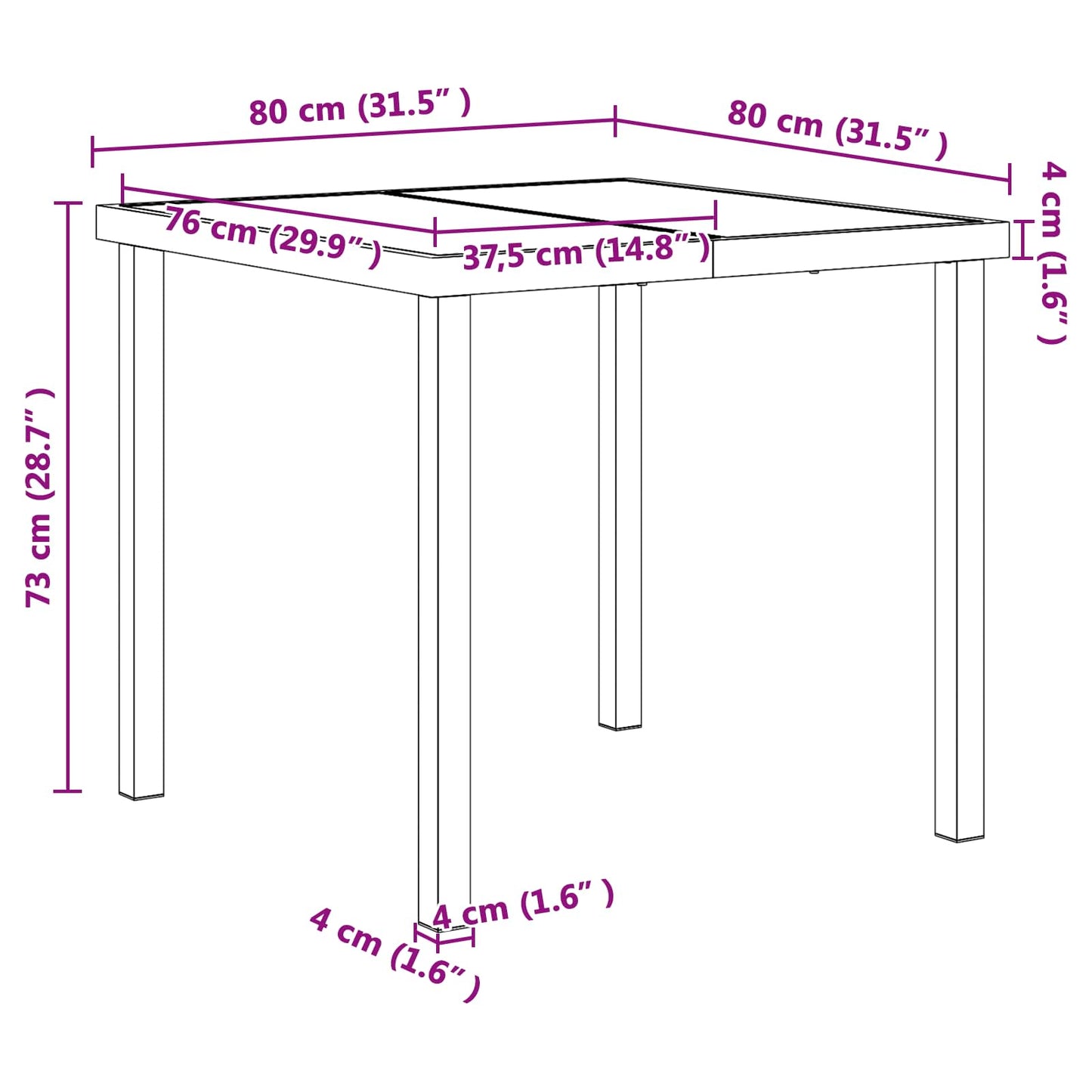 Have møbel sæt 5 pcs Sort og Anthracit 80 x 80 x 73 cm
