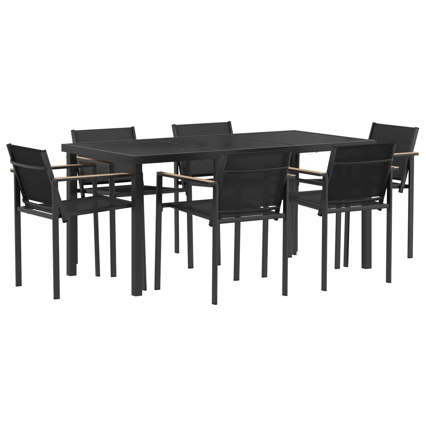 Have møbel sæt 7 pcs Sort og Anthracit 160 x 80 x 73 cm