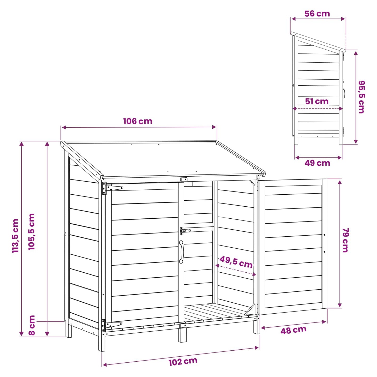 Have Skur Naturfarvet 106,5 x 56 x 113,5 cm Massivt Fyrretræ