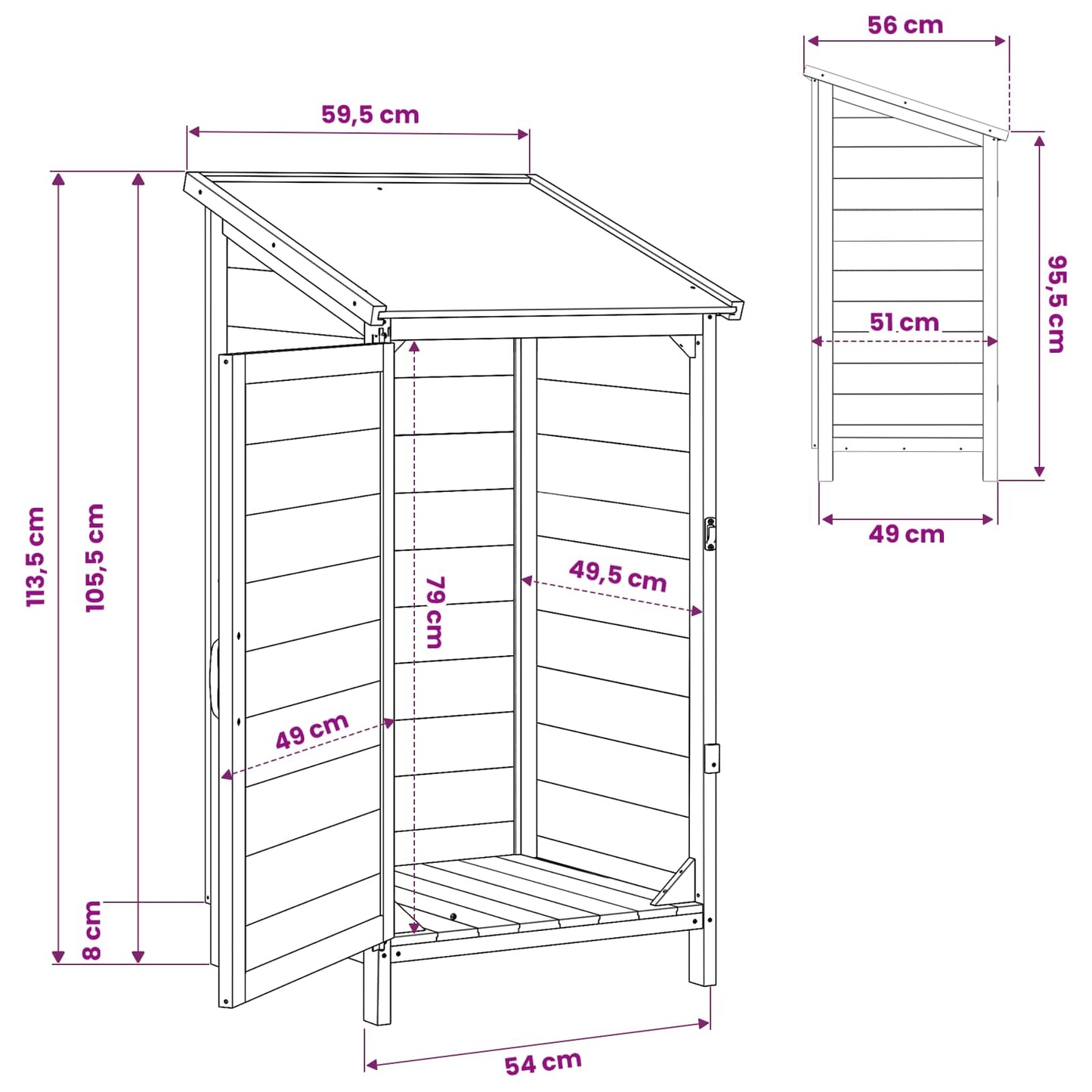 Have Skur med tag Grå 59,5 x 56 x 113,5 cm Massivt Fyrretræ