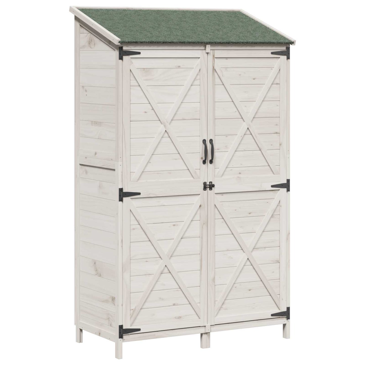Have Skur med tag Hvid 106 x 56 x 176,5 cm Massivt Fyrretræ