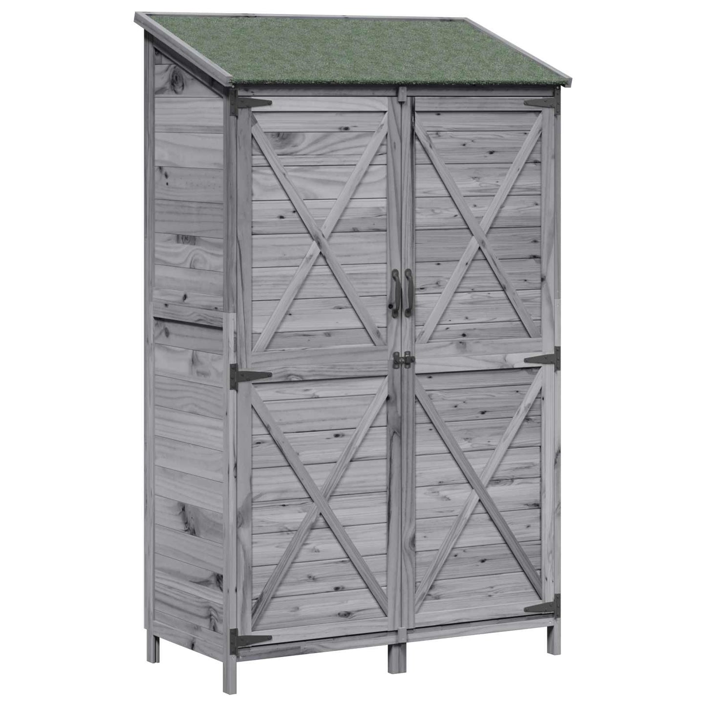 Have Skur med tag Grå 106 x 56 x 176,5 cm Massivt Fyrretræ