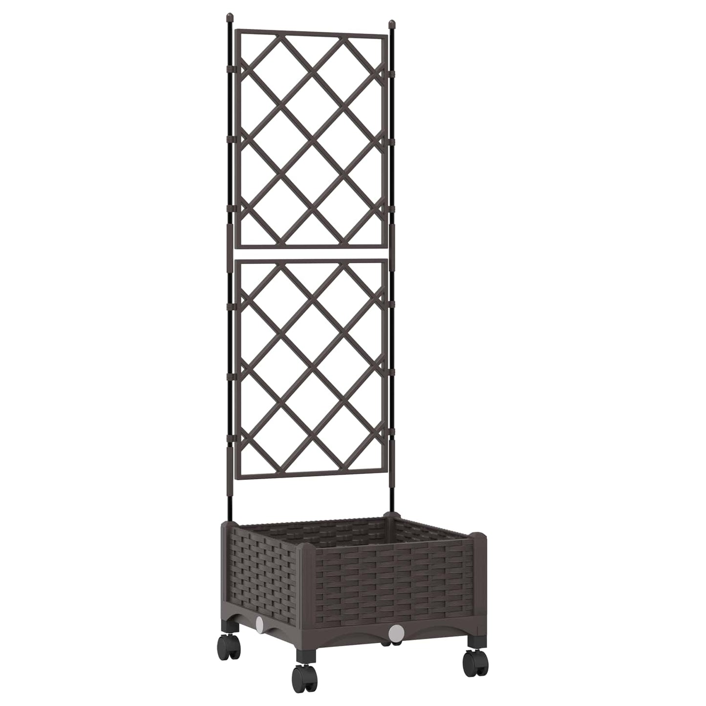 Haveplantekasse med espalier og hjul Brun 40 x 40 x 131,5 cm PP