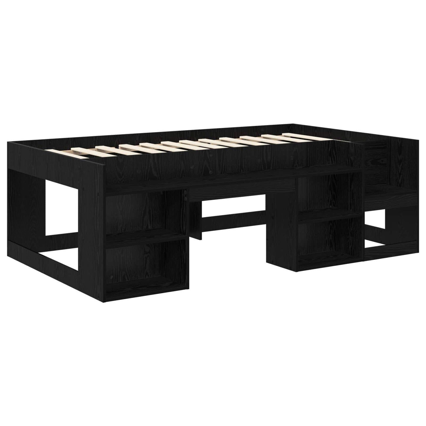 Børneseng med opbevaring Sort eg 90 x 190 cm Konstrueret træ