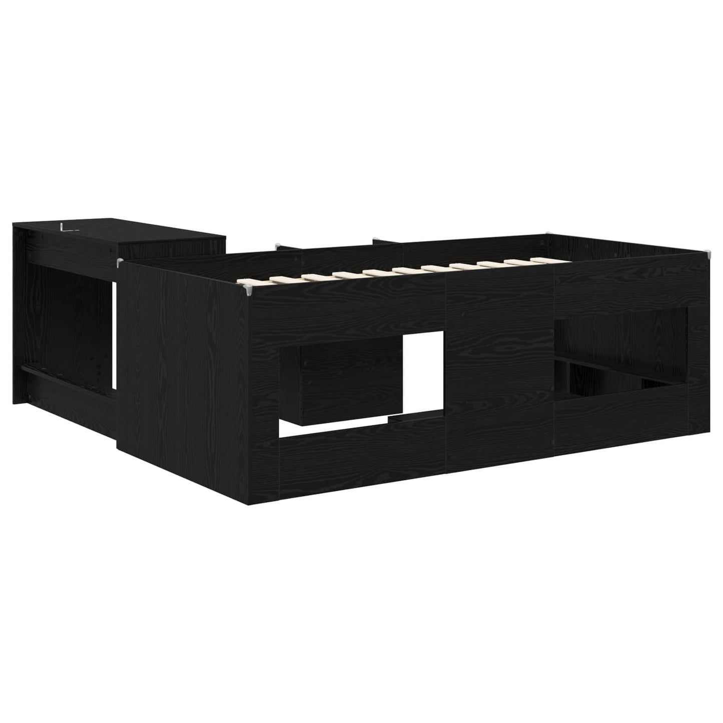 Sengestel med Skrivebord Sort eg 80 x 200 cm Konstrueret træ