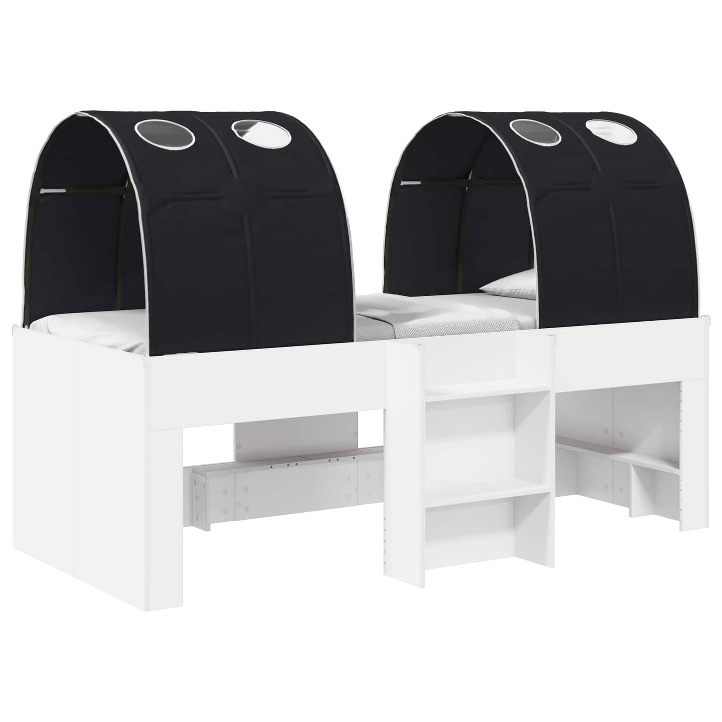Seng med Tunnel 4 pcs Hvid og sort Konstrueret træ