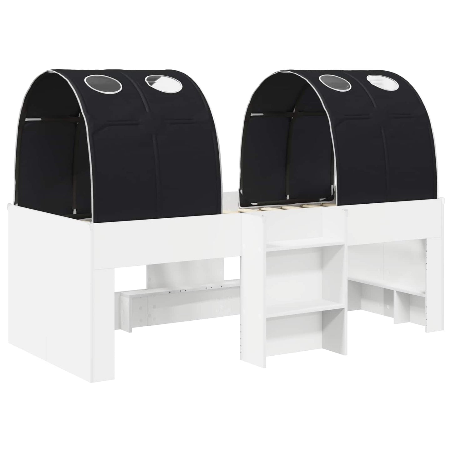 Seng med Tunnel 4 pcs Hvid og sort Konstrueret træ