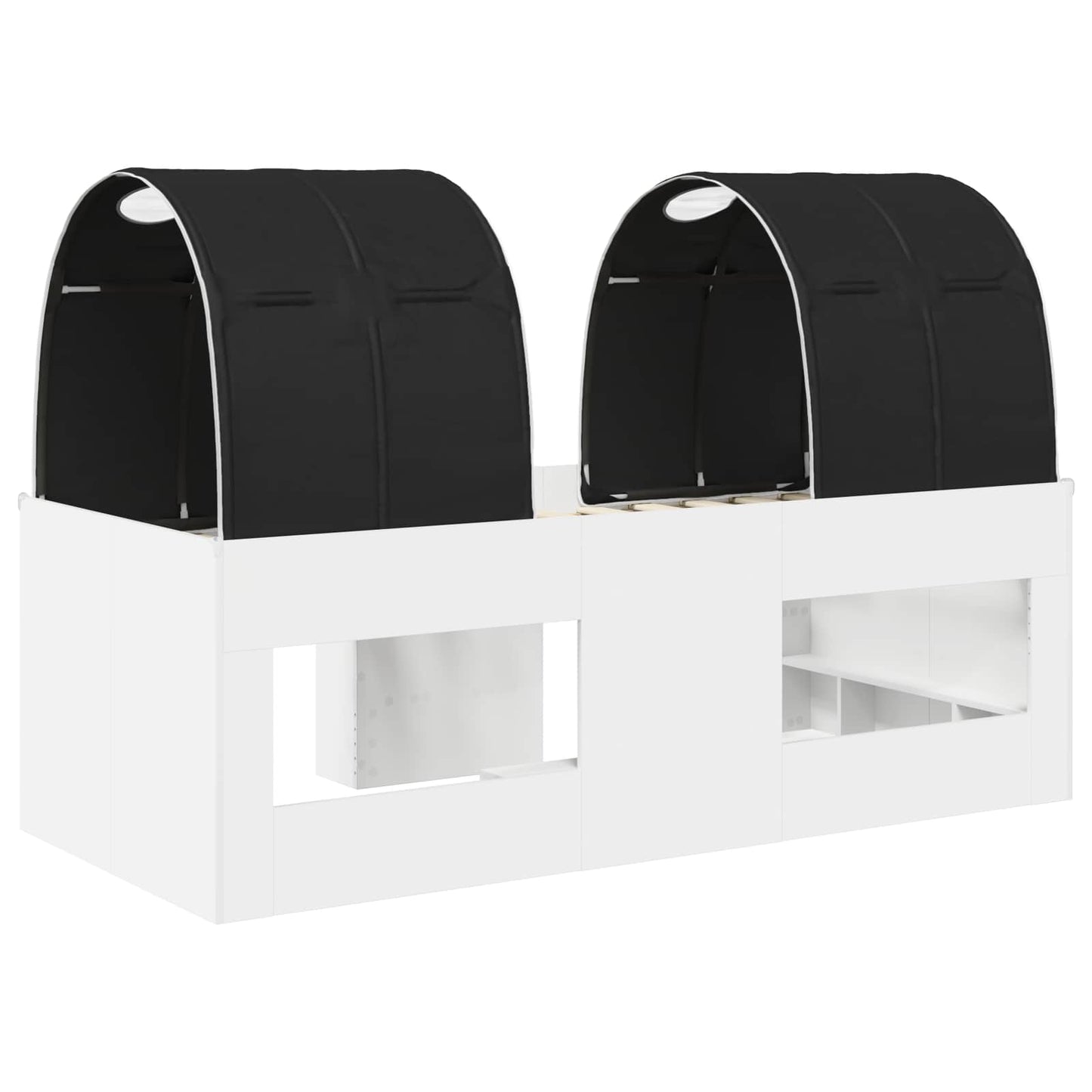 Seng med Tunnel 4 pcs Hvid og sort Konstrueret træ