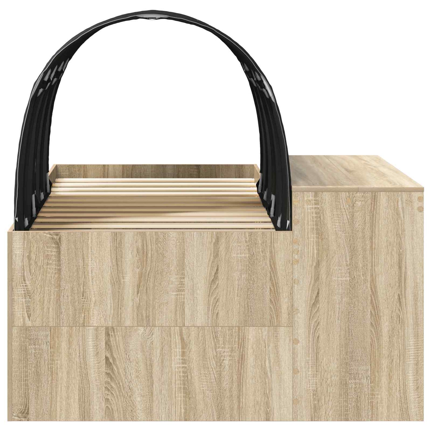 Børneseng med skrivebord 3 stk. Sonoma-eg og sort