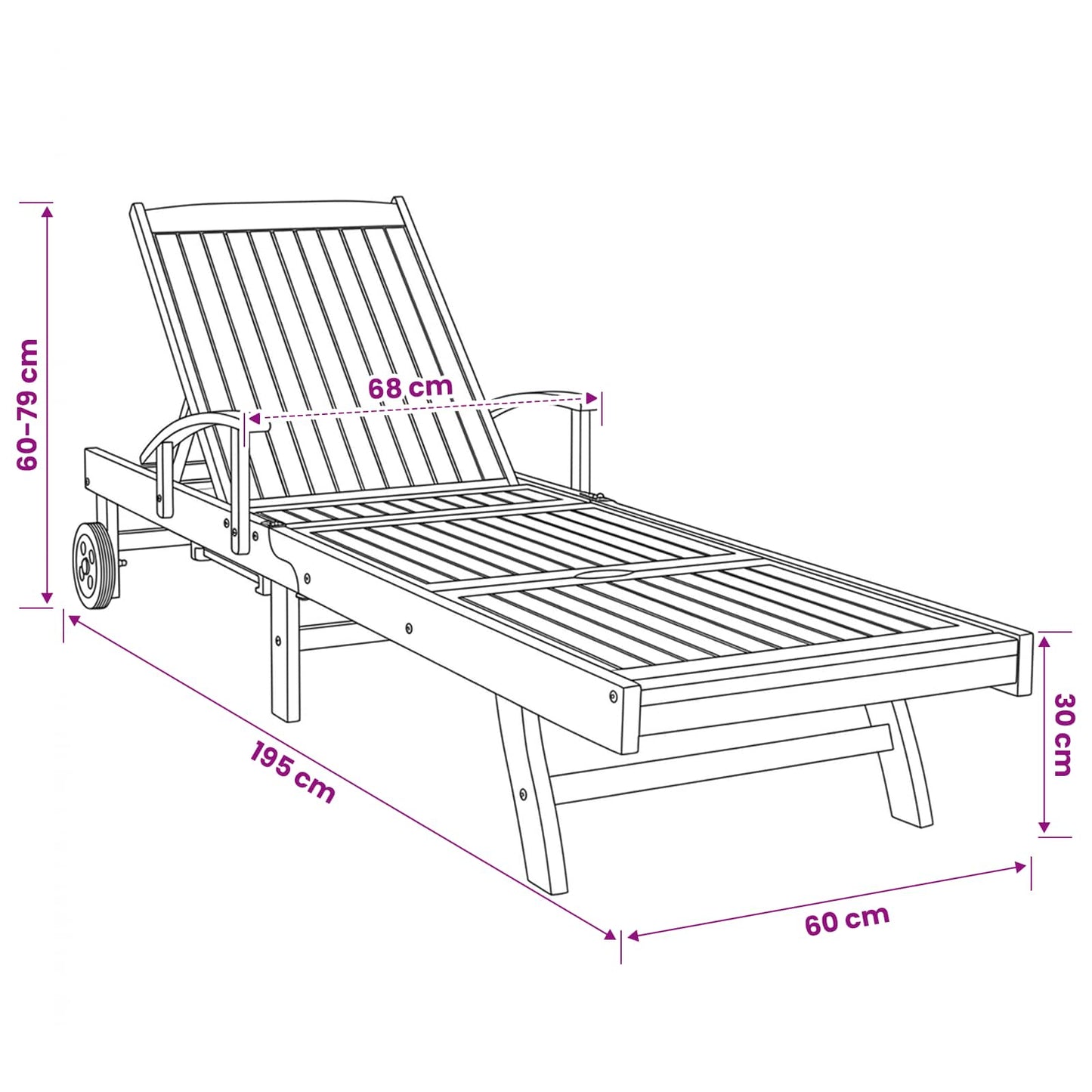Solstol 1-person Brun Massiv Teaktræ