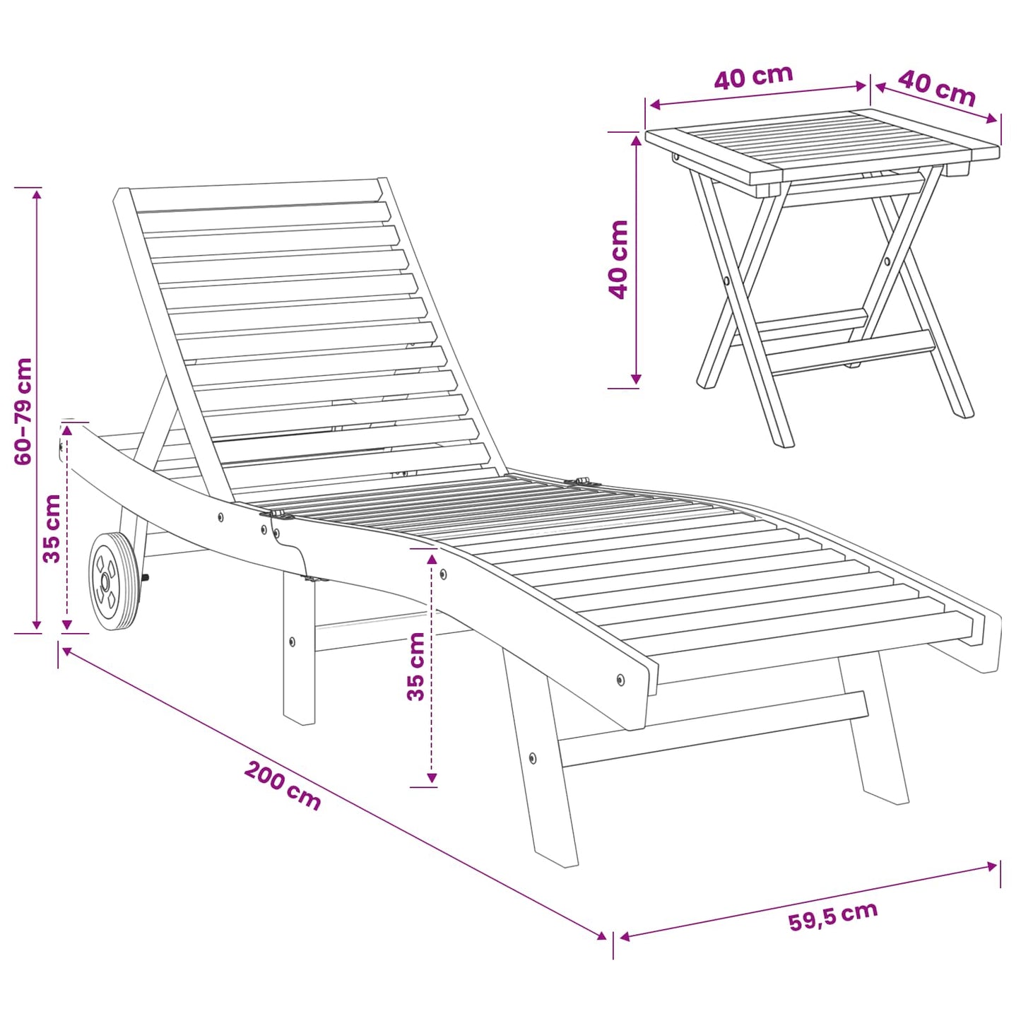 Solstol 2 pcs Brun Massiv Teaktræ