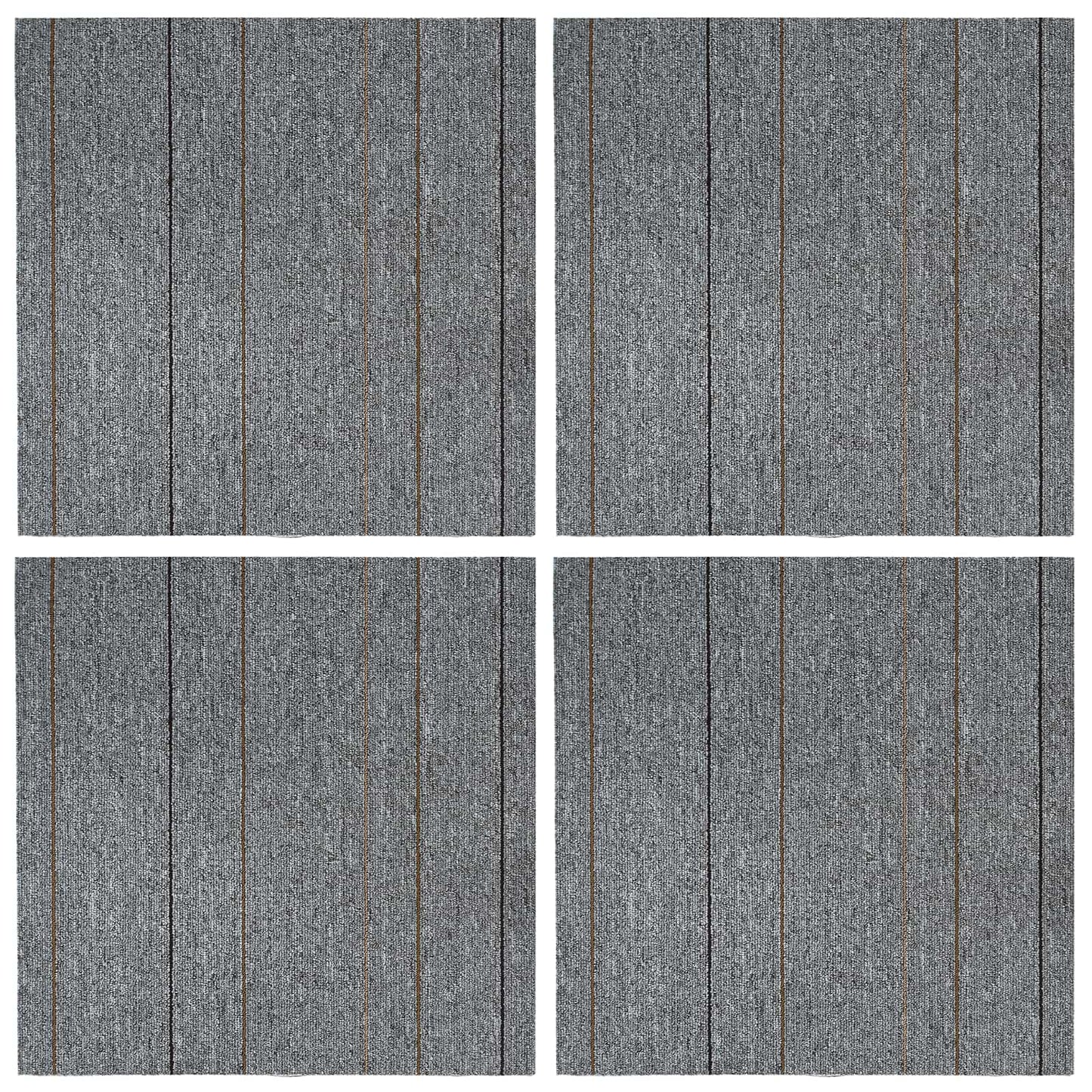 Tæppeflise Lys grå med stribe 50 x 50 cm 4 pcs PP og Bitumen