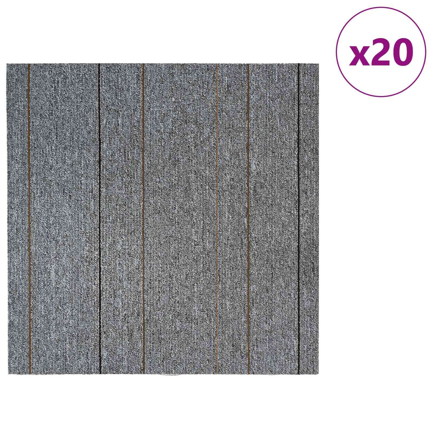 Tæppeflise Lys grå med striber 50 x 50 cm 20 pcs PP og Bitumen