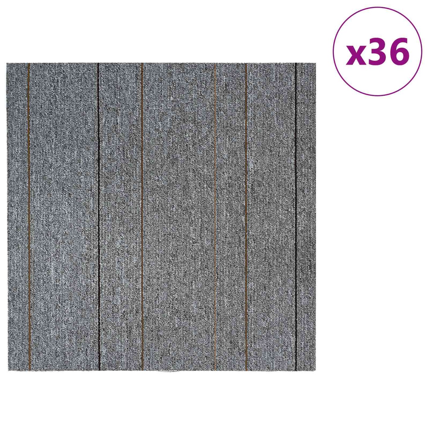 Tæppeflise Lys grå med striber 50 x 50 cm 36 pcs PP og Bitumen