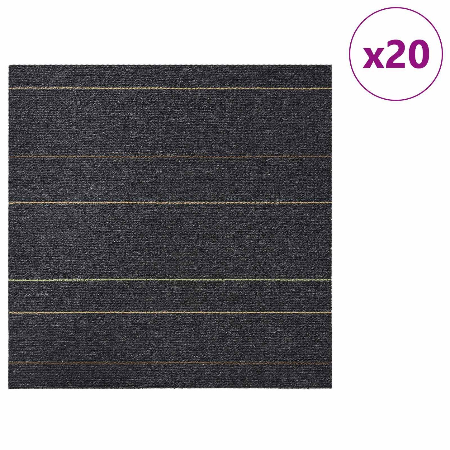 Tæppeflise Mørkegrå med striber 50 x 50 cm 20 pcs PP og Bitumen