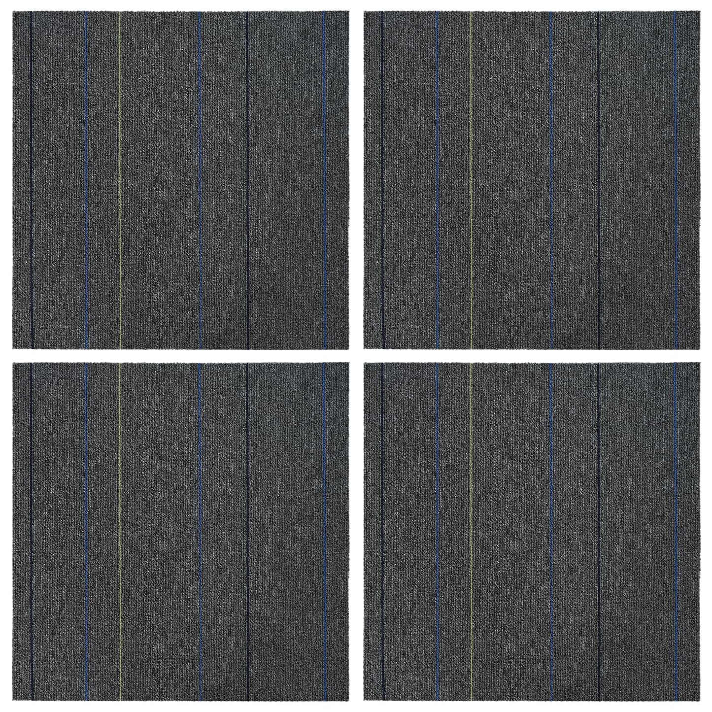Tæppeflise Mellemgrå med Striber 50 x 50 cm 4 pcs PP og Bitumen