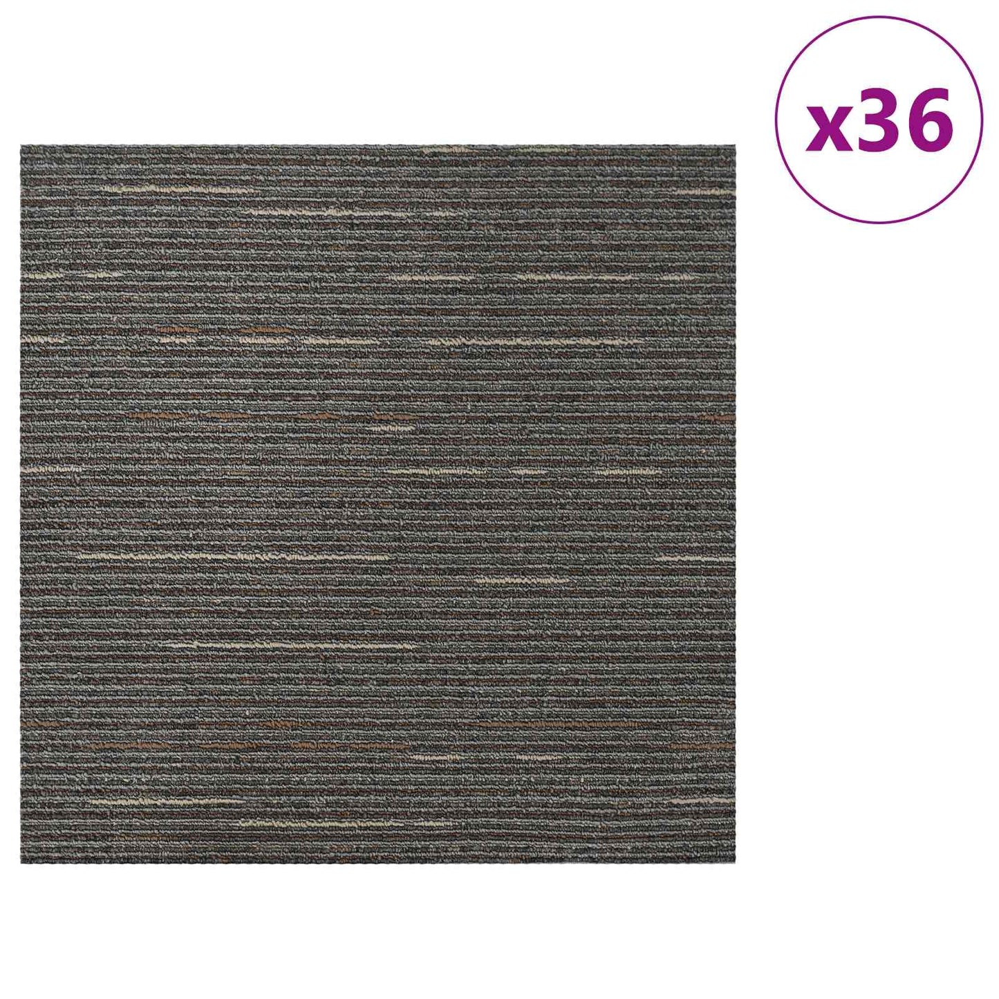Tæppeflise Stribet Mørkebrun 50 x 50 cm 36 pcs PP og Bitumen