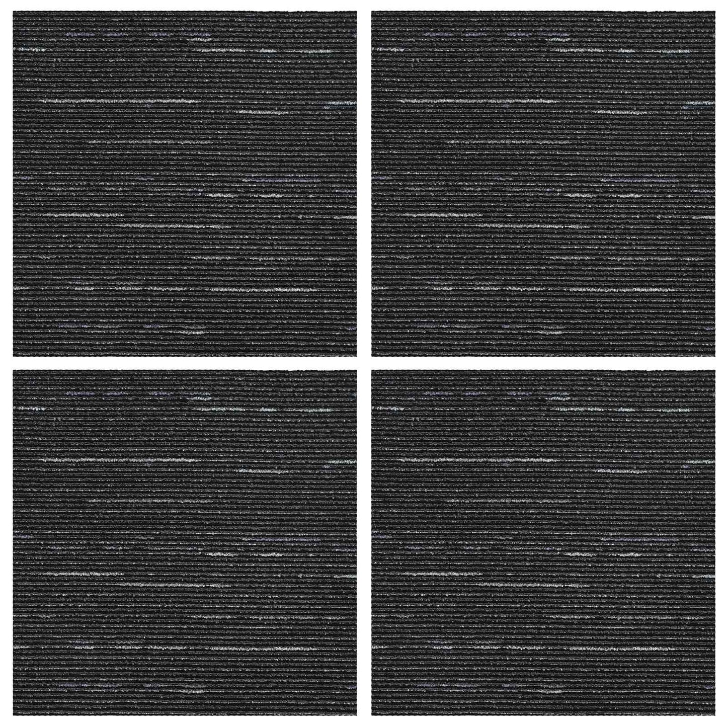 Tæppeflise Stribet Sort 50 x 50 cm 4 pcs PP og Bitumen