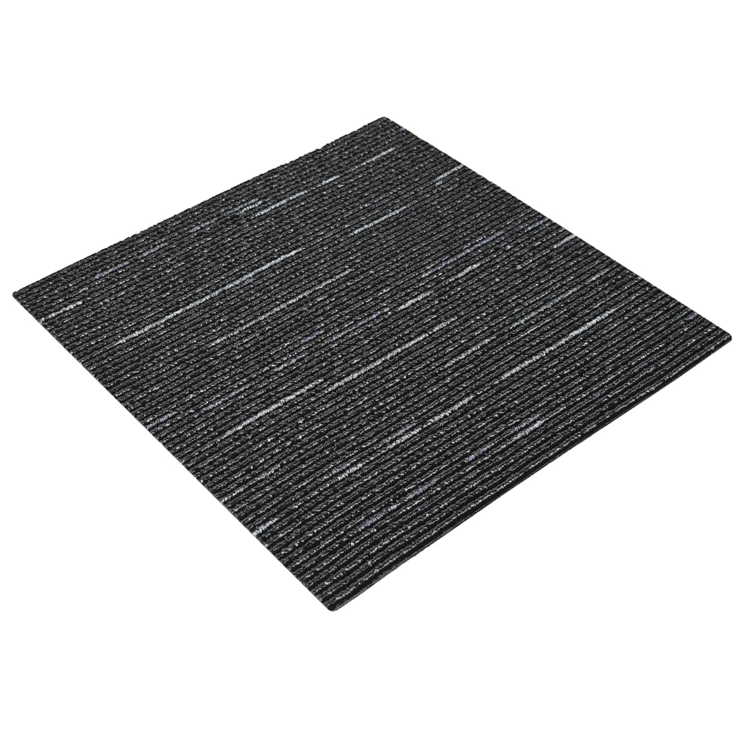 Tæppeflise Stribet Sort 50 x 50 cm 20 pcs PP og Bitumen