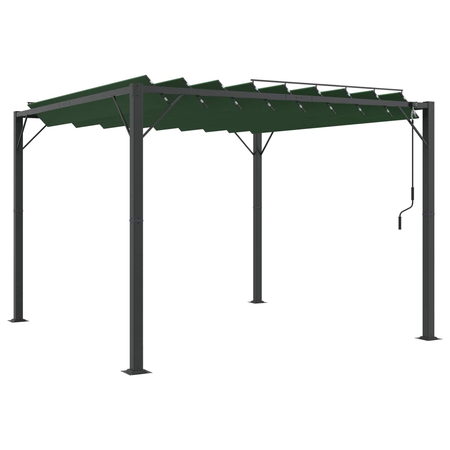 Pergola med louvret tag 3 x 3 x 2,14 m Grøn Stof og aluminium