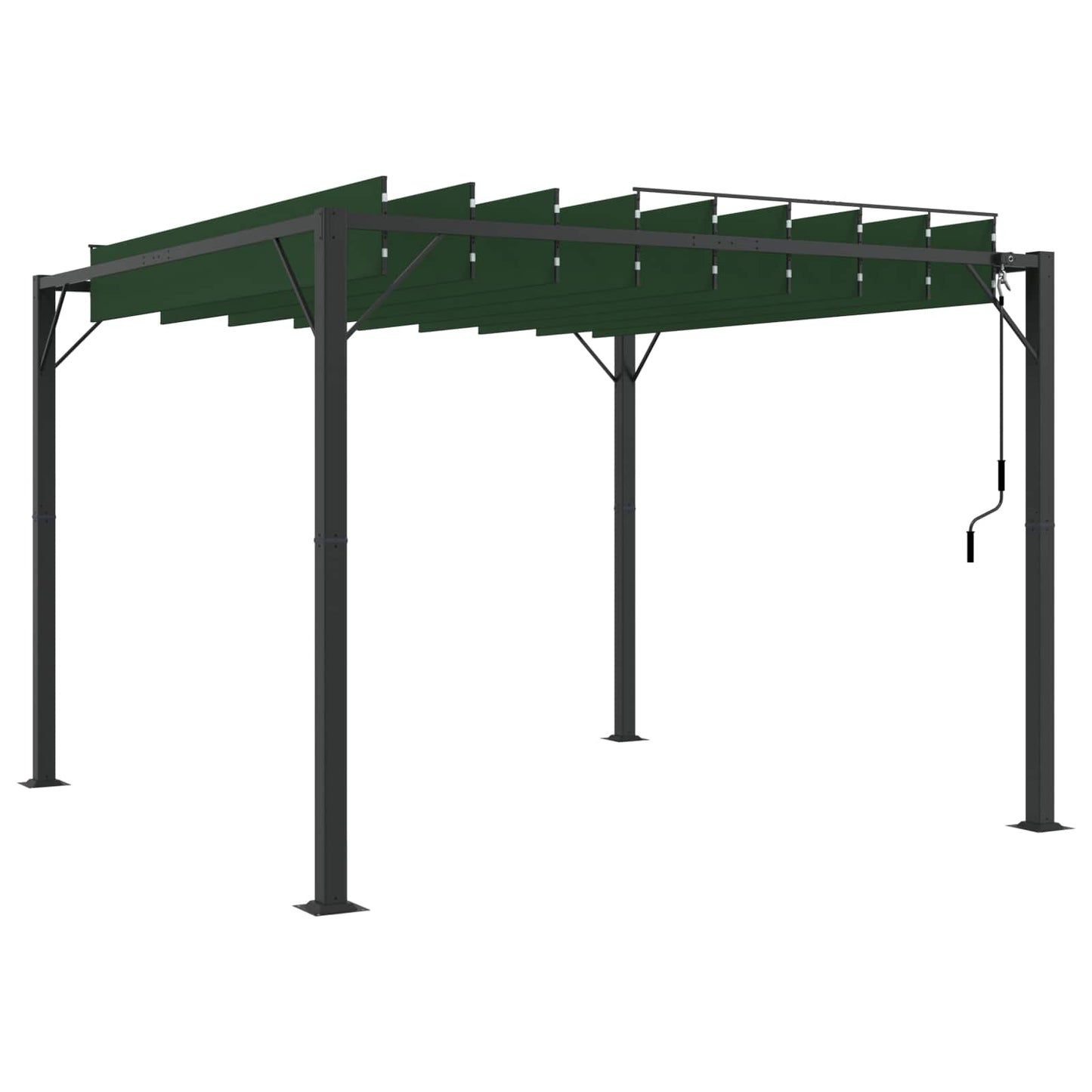 Pergola med louvret tag 3 x 3 x 2,14 m Grøn Stof og aluminium