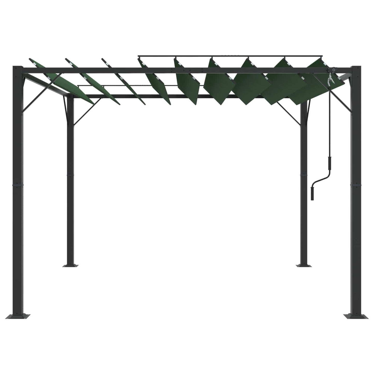Pergola med louvret tag 3 x 3 x 2,14 m Grøn Stof og aluminium